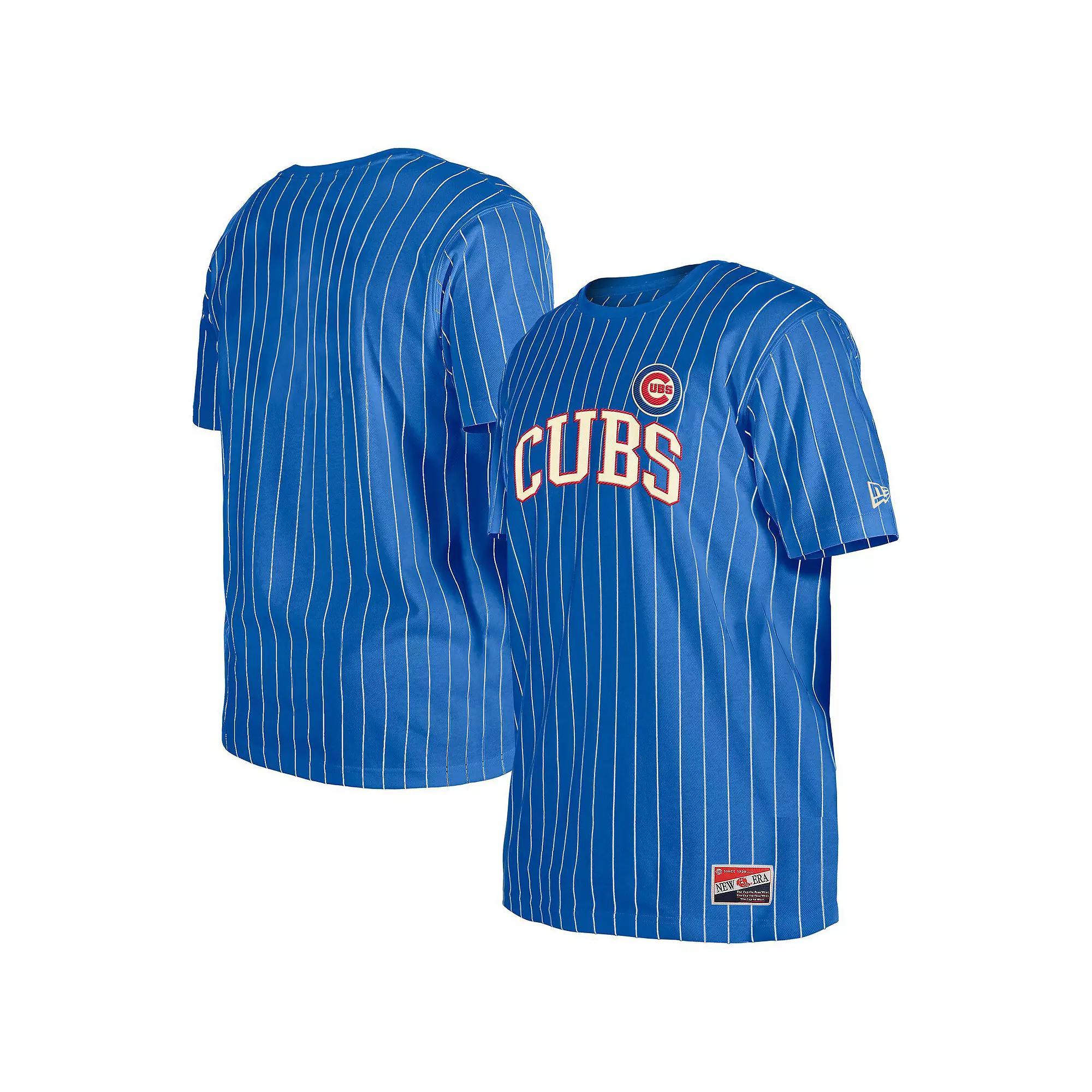 Men's New Era Royal Chicago Cubs Throwback Pinstripe T-Shirt, Size: Small, Blue Product Image