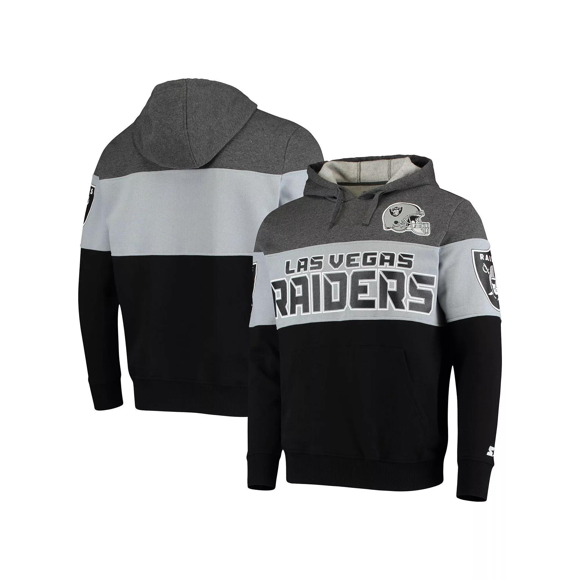 Men's Starter Heathered Gray/Silver Las Vegas Raiders Extreme Fireballer Pullover Hoodie, Size: Small, Lvr Grey Product Image
