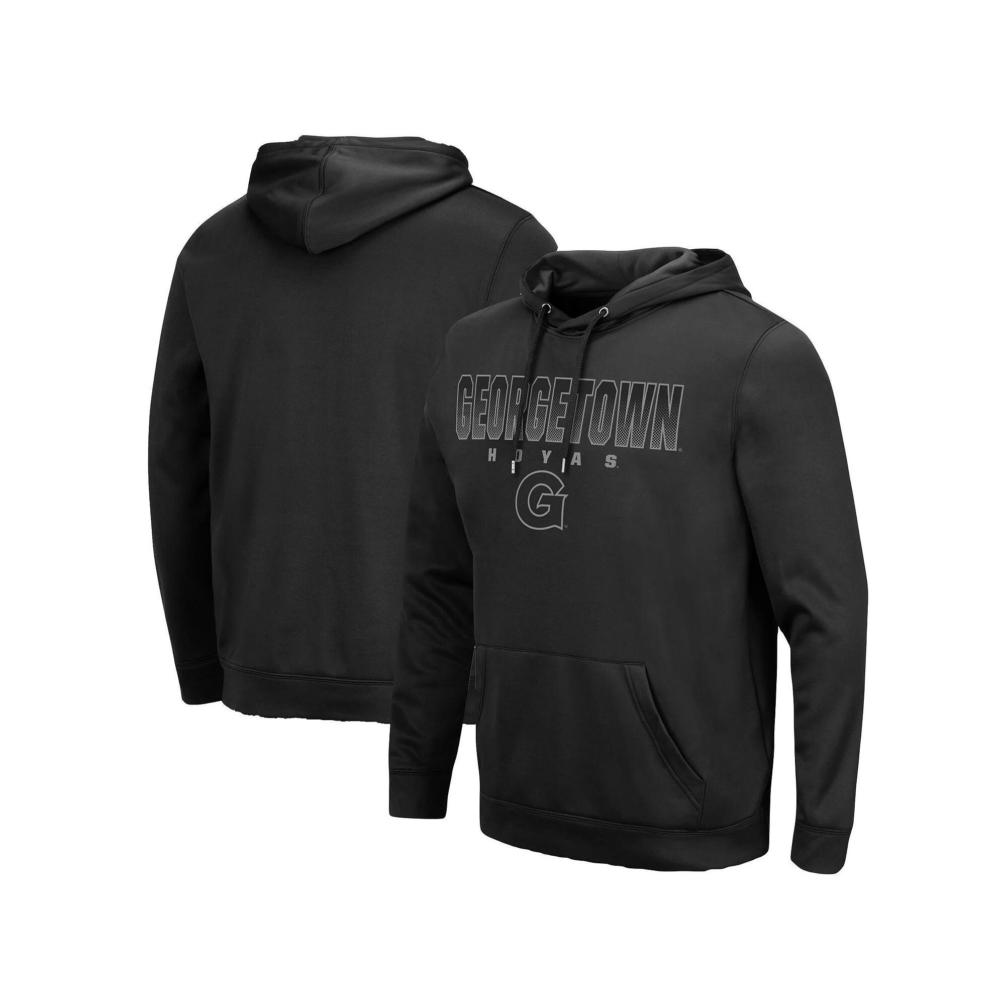Men's Colosseum Black Georgetown Hoyas Blackout 3.0 Pullover Hoodie, Size: Small, Grg Black Product Image