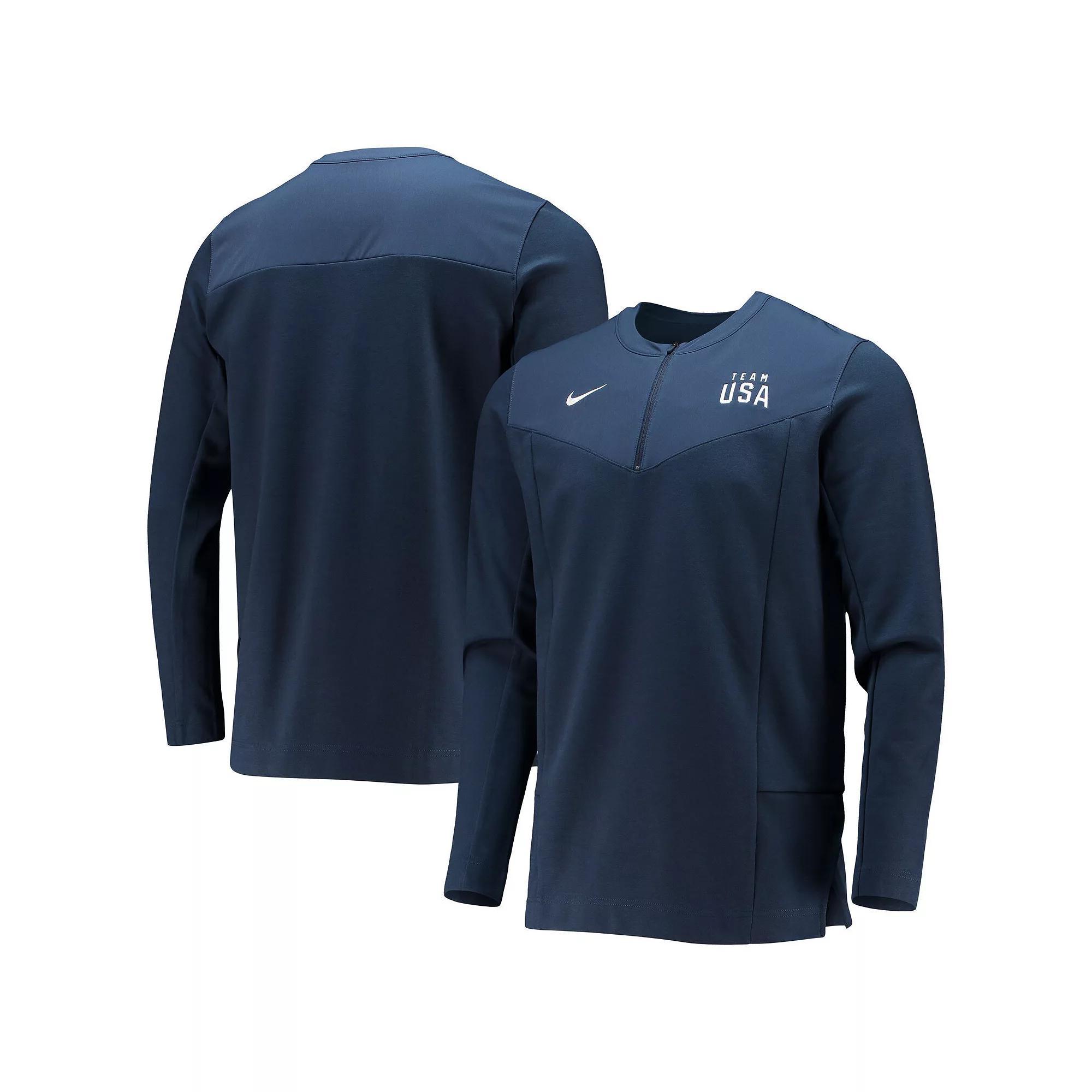 Men's Nike Navy Team USA Half-Zip Performance Jacket, Size: Small, Usa Blue Product Image
