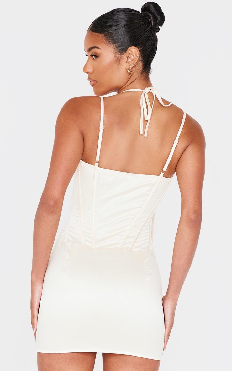 Champagne Satin Corset Bodice Mini Dress Product Image