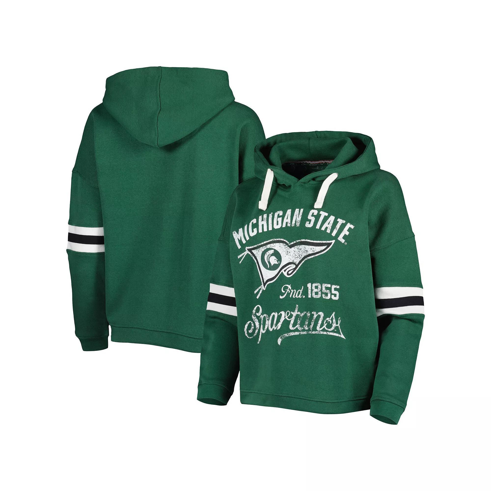 Women's Pressbox Green Michigan State Spartans Super Pennant Pullover Hoodie, Size: Small Product Image