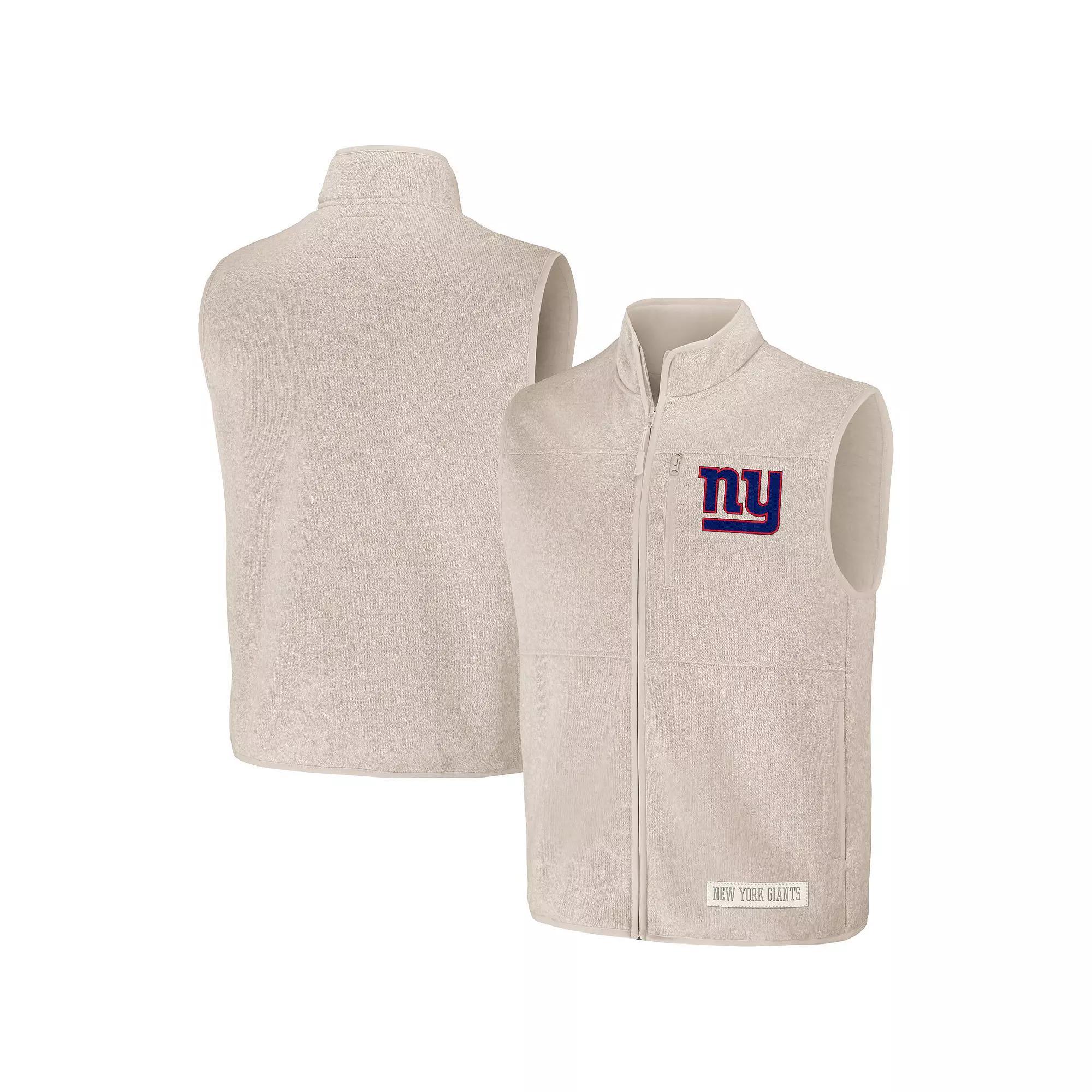 Men's NFL x Darius Rucker Collection by Fanatics  Oatmeal New York Giants Full-Zip Sweater Vest, Size: Medium, Team Product Image