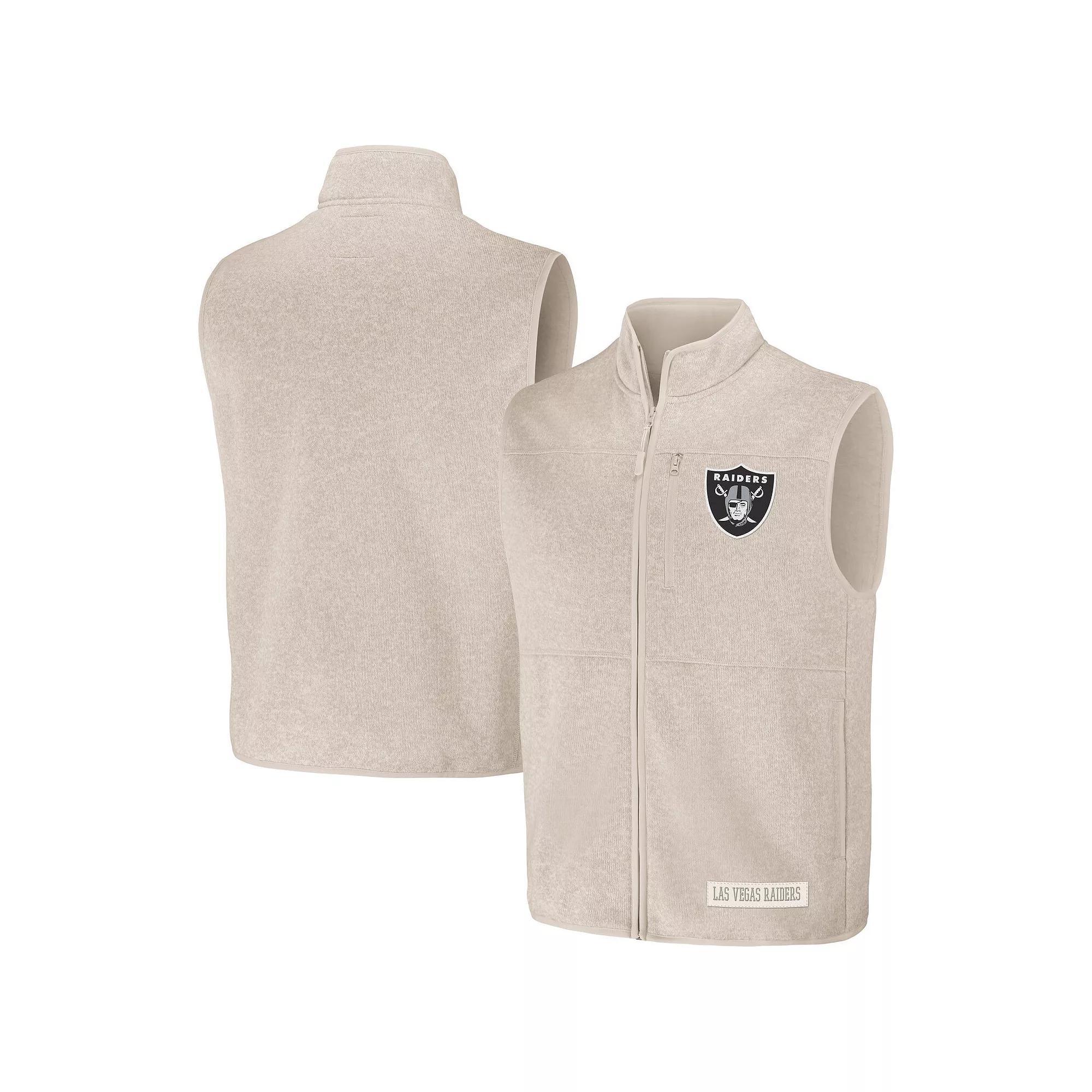 Men's NFL x Darius Rucker Collection by Fanatics  Oatmeal Las Vegas Raiders Full-Zip Sweater Vest, Size: Large, Lvr Team Product Image