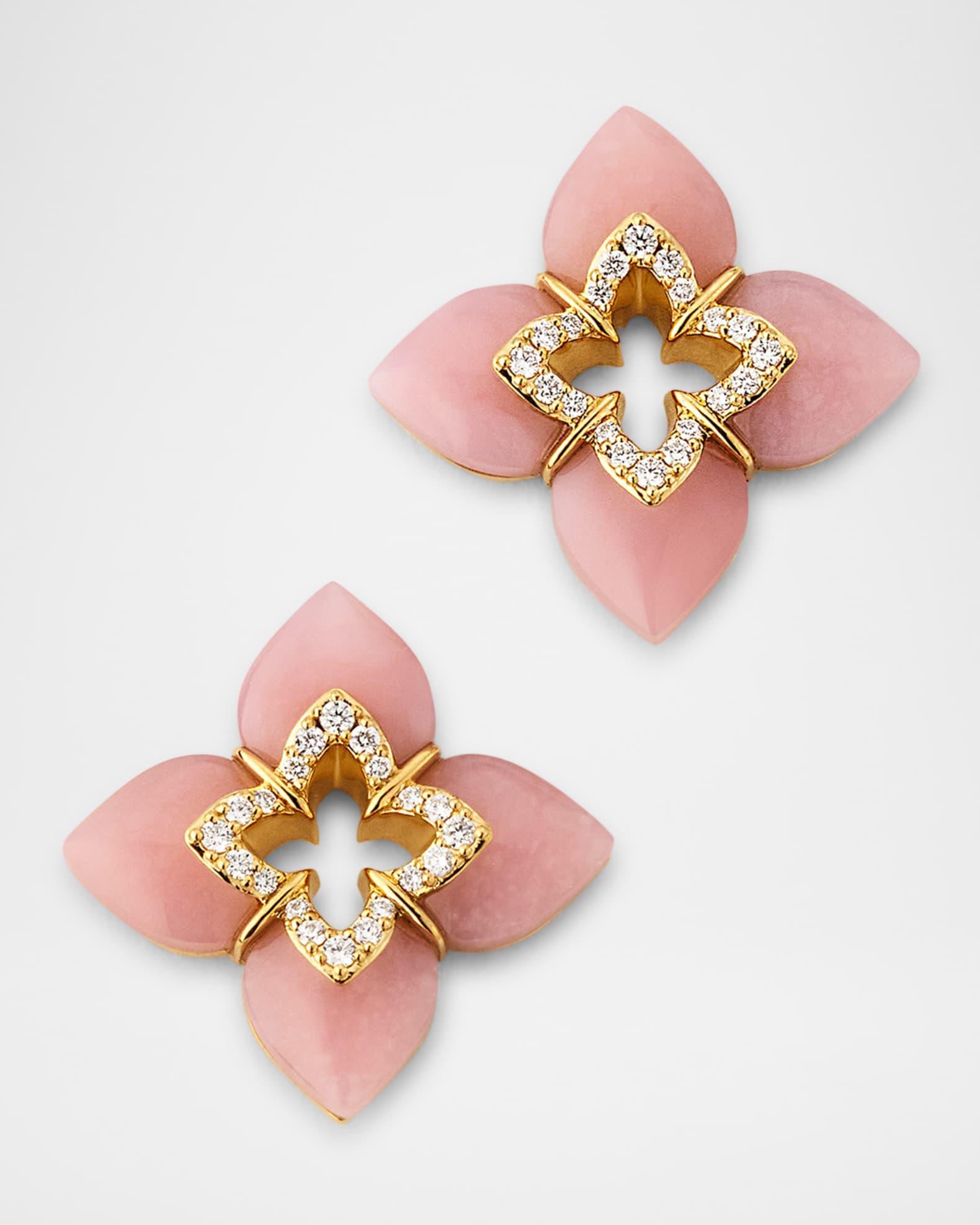 18K Yellow Gold Venetian Princess Stud Earrings with Diamonds Product Image