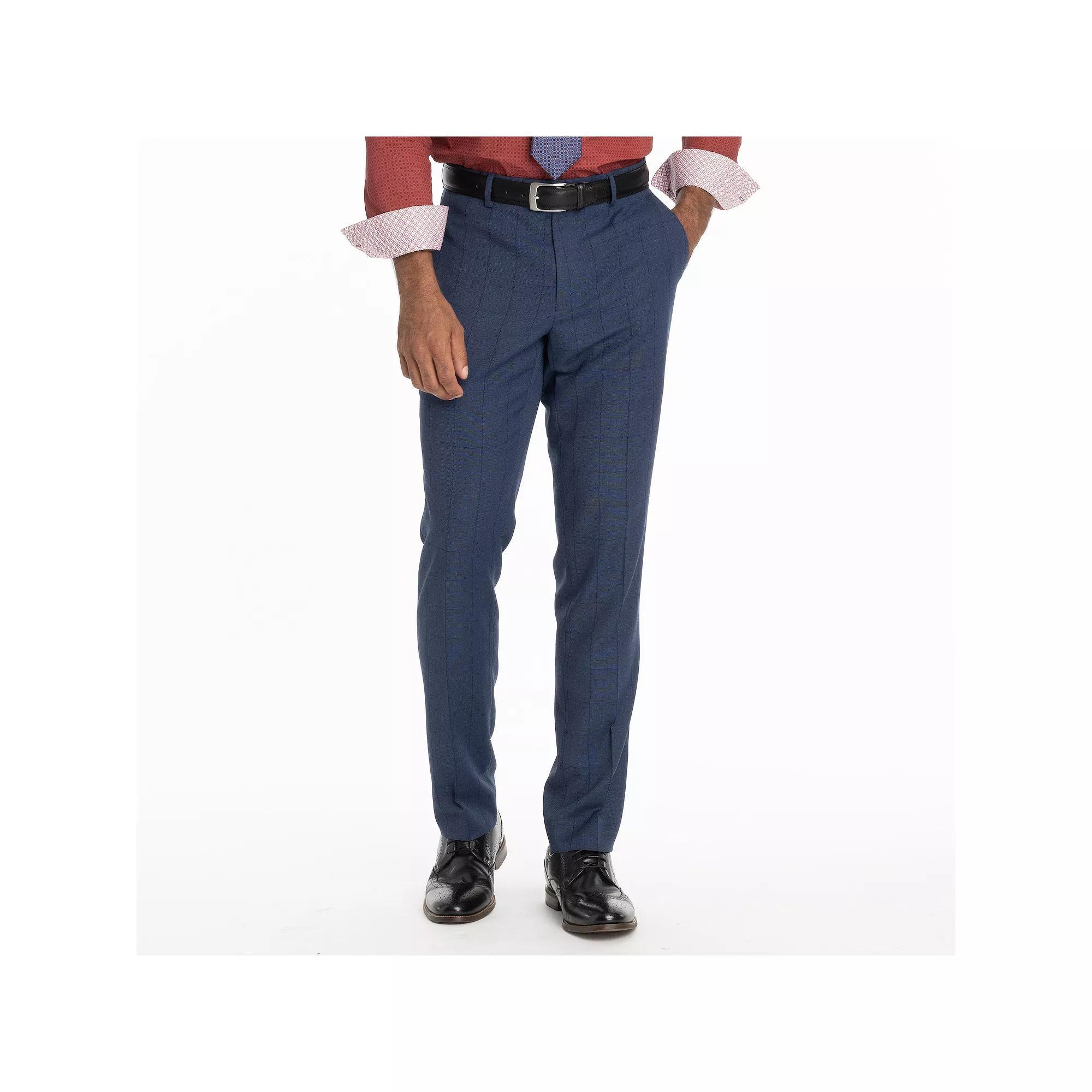 Mens Nick Graham Bowery Slim Fit Suit Pants Blue Windowpane Product Image
