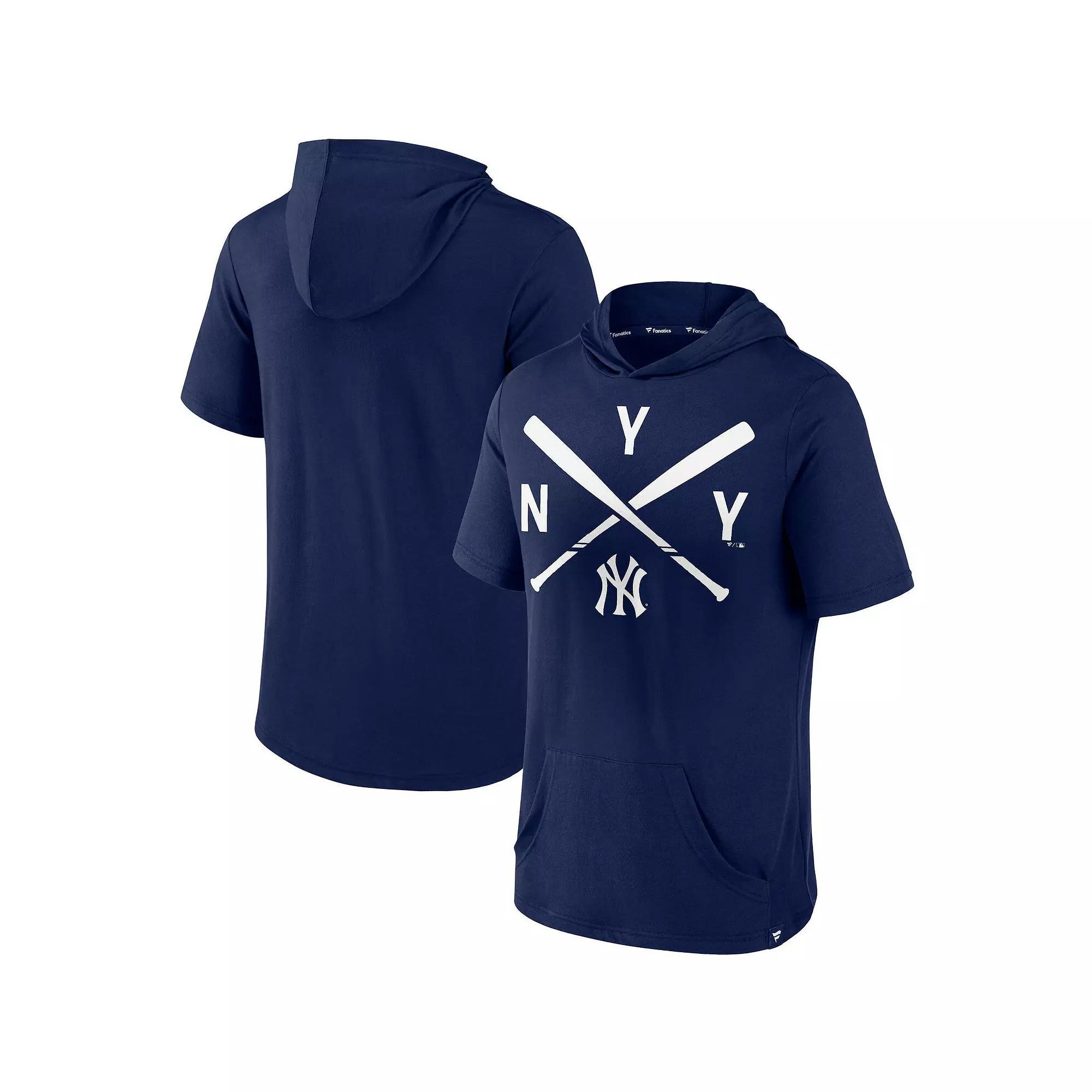 Mens Fanatics Branded New York Yankees Iconic Rebel Short Sleeve Pullover Hoodie Blue Product Image