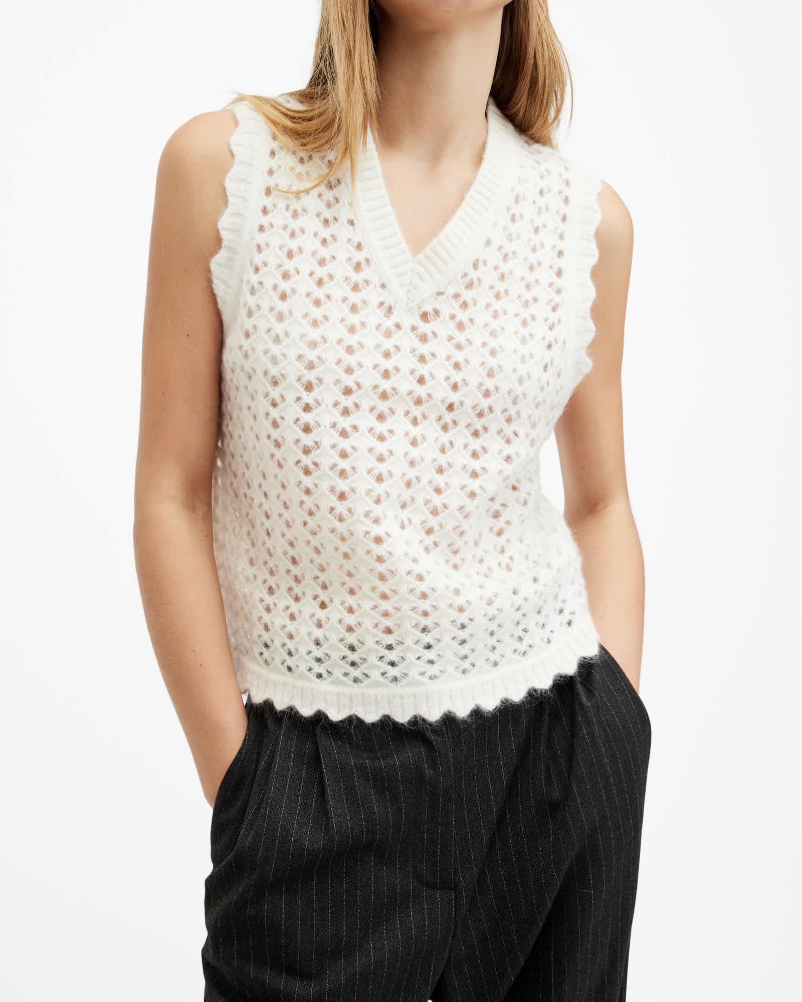 Vivian Open Stitch V-Neck Tank Top Product Image