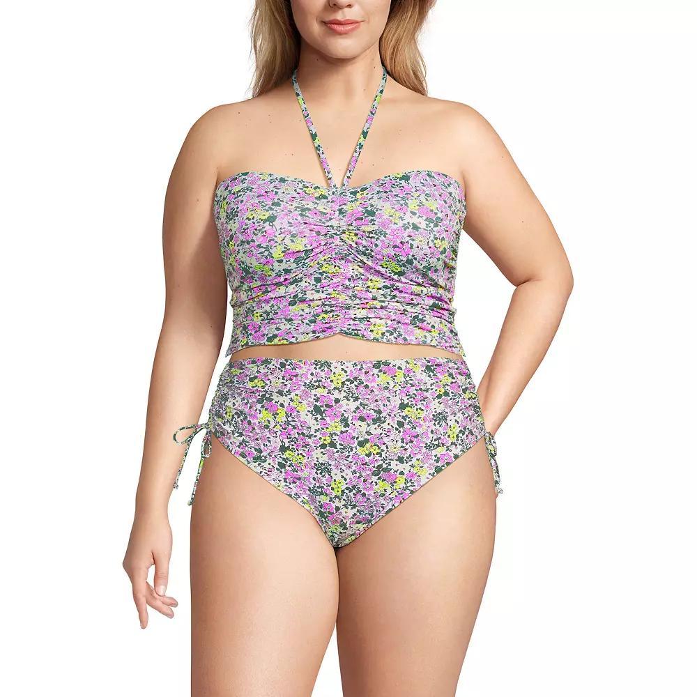 Plus Size Lands' End Size Ruched Halter Tankini Top, Women's, Size: 20 W, White Ditsy Floral Product Image