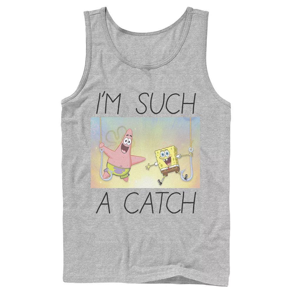 Men's Nickelodeon SpongeBob SquarePants Such A Catch Fish Hook Graphic Tank Top, Size: Small, Grey Product Image