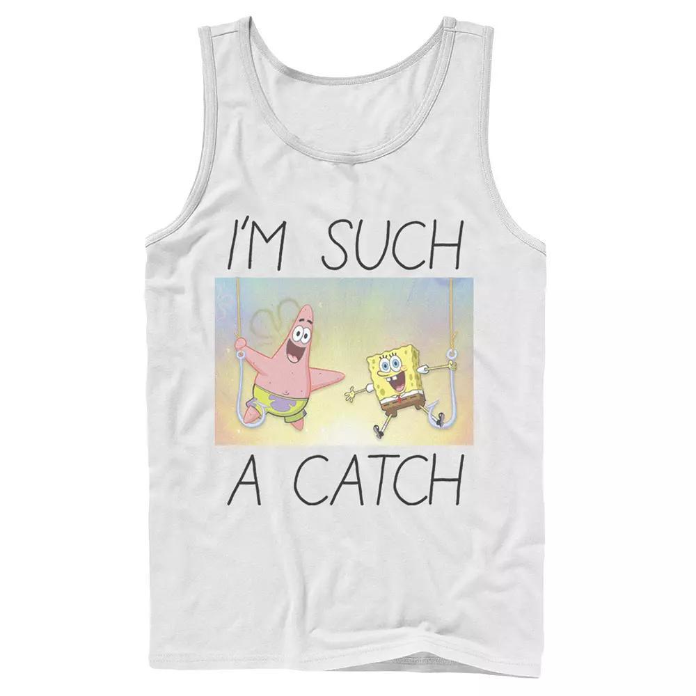 Men's Nickelodeon SpongeBob SquarePants Such A Catch Fish Hook Graphic Tank Top, Size: Small, Grey Product Image