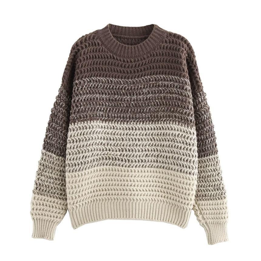 Crew Neck Color Block Sweater Product Image