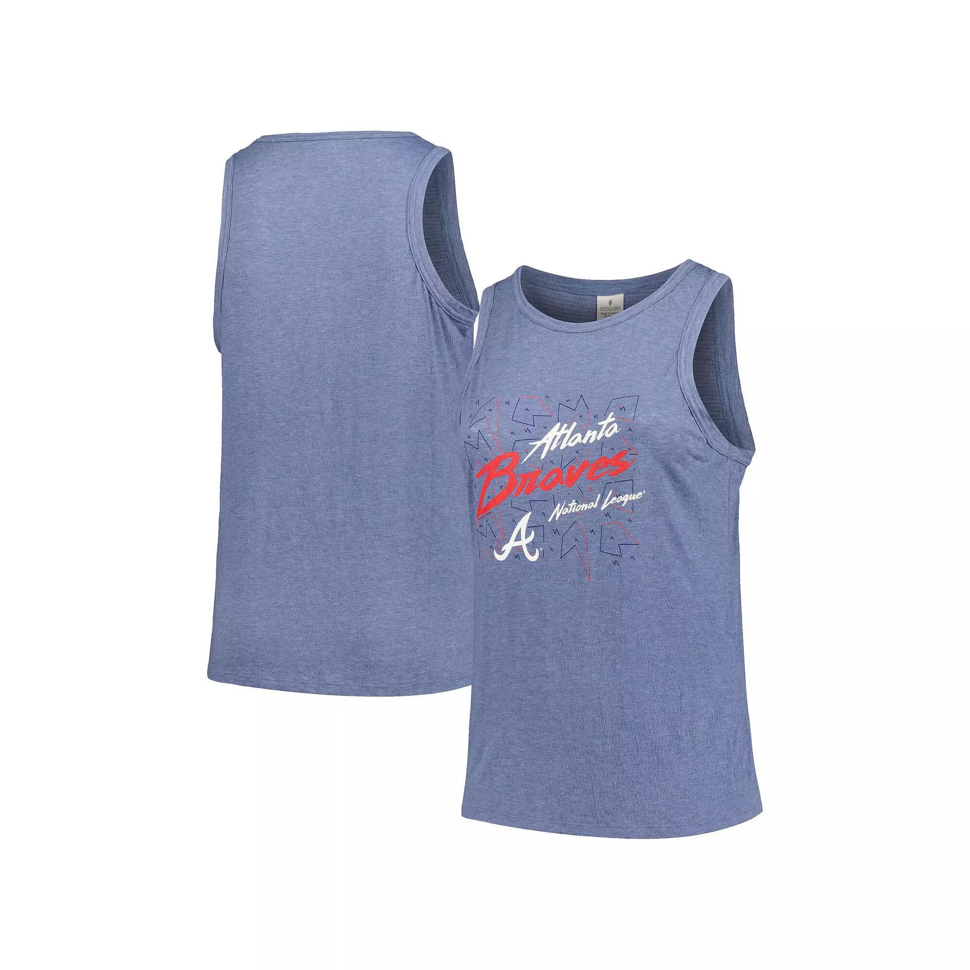 Womens Soft as a Grape Atlanta Braves Plus Size Curvy High Neck Tri-Blend Tank Top Blue Product Image