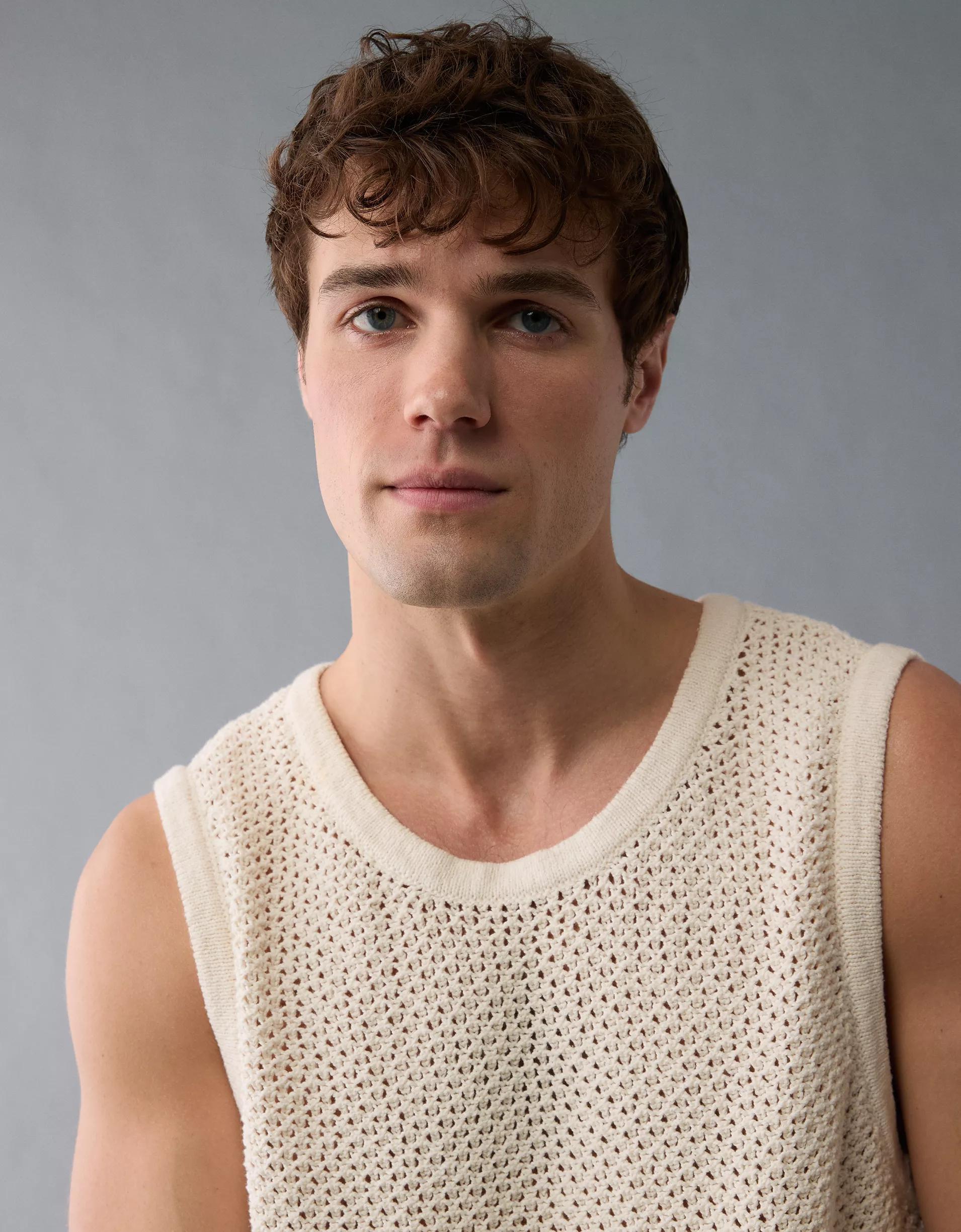 AE Open Knit Crochet Sweater Tank Top Product Image