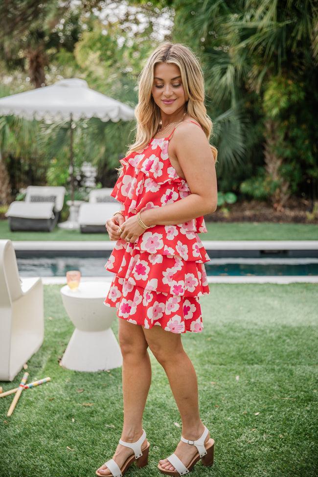 Love Grows Here Red Floral Tiered Dress FINAL SALE Product Image