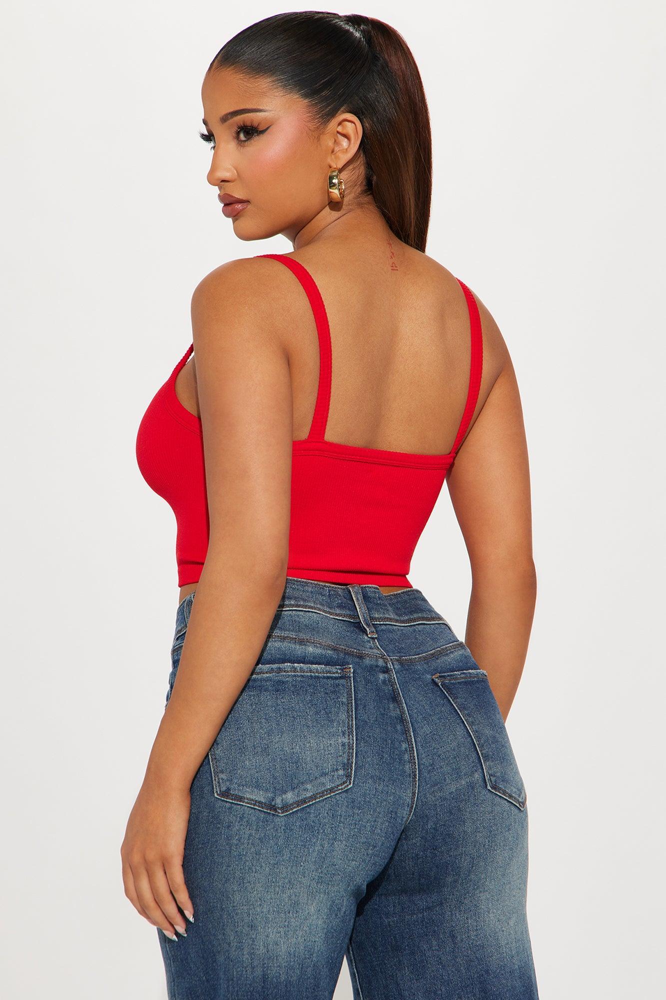 Everyday Cutie Ribbed Seamless Cami - Red Product Image