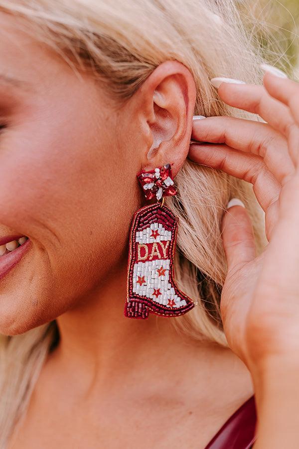 Game Day Down South Earrings In Maroon Product Image