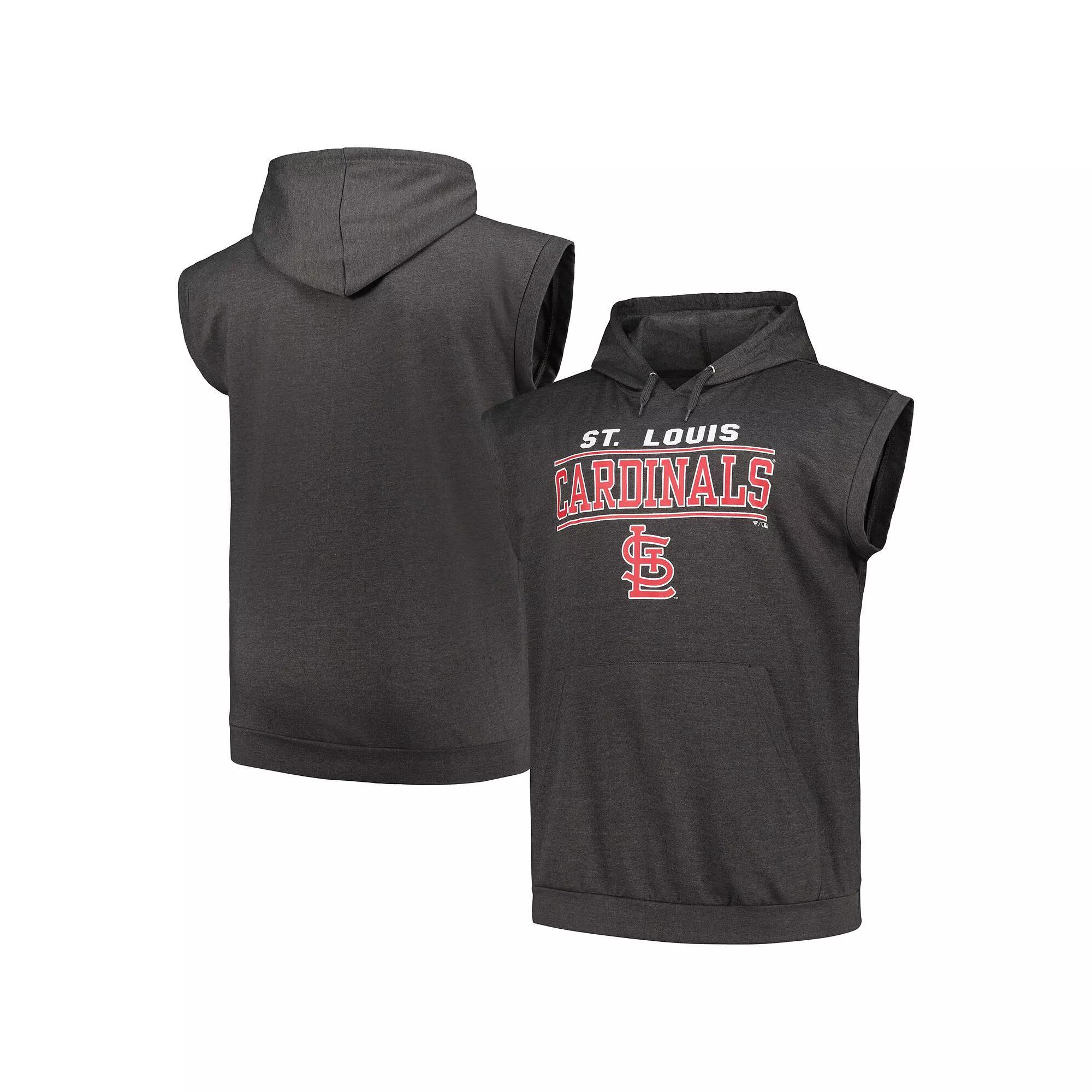 Men's Profile Heather Charcoal St. Louis Cardinals Big & Tall Muscle Sleeveless Pullover Hoodie, Size: 3XLT Product Image