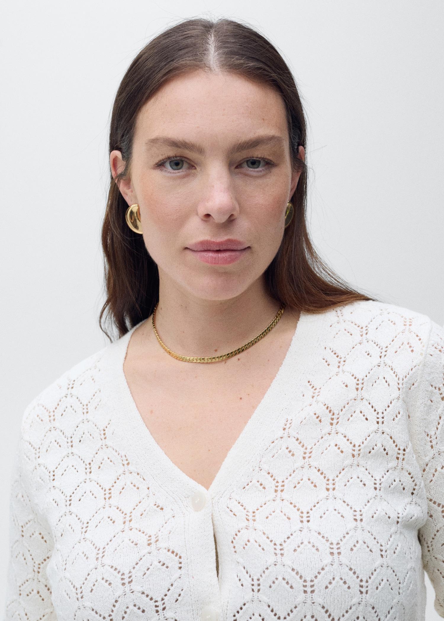 Openwork detail knit cardigan - Women | MANGO USA Product Image
