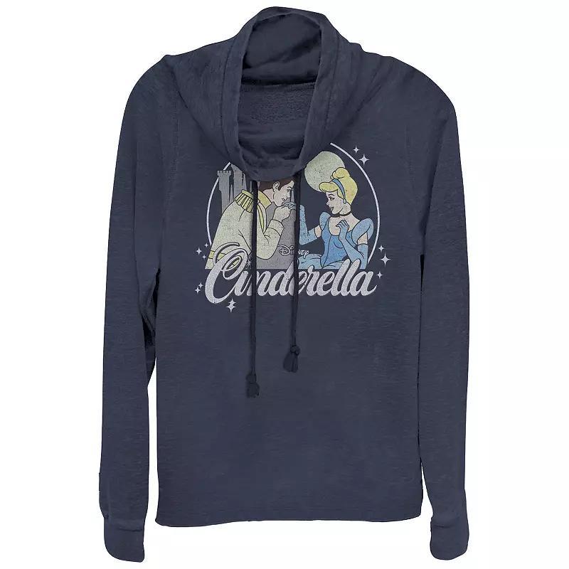 Disney's Cinderella & Prince Charming At Night Women's Plus Size Cowlneck Graphic Lightweight Long Sleeve, Girl's, Size: 1XL, Blue Product Image