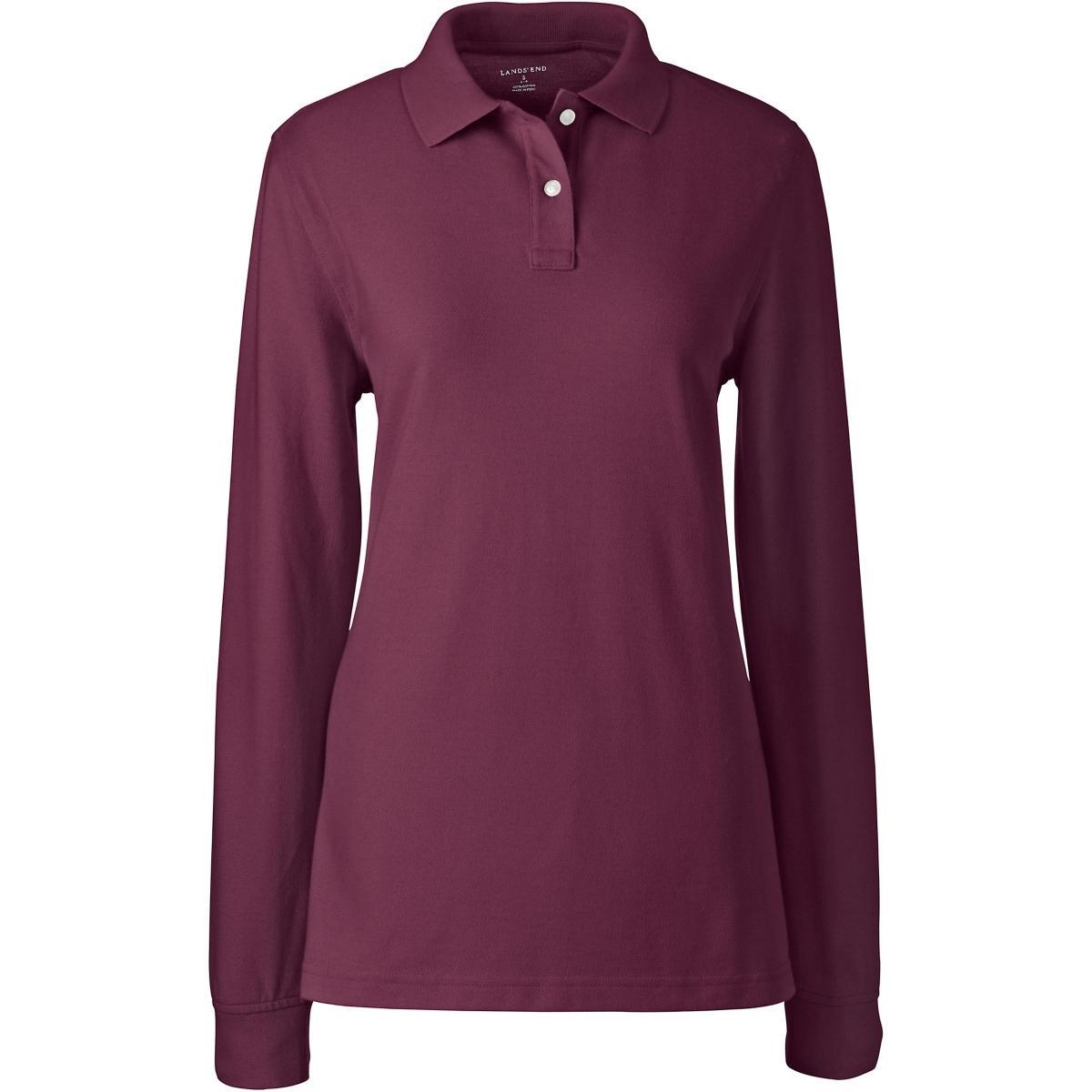 Womens Tall Lands End School Uniform Long Sleeve Mesh Polo Shirt Product Image