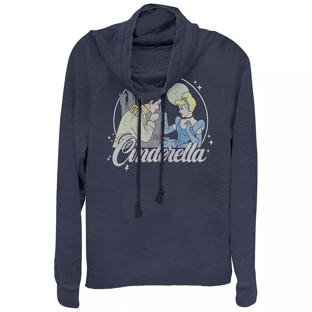 Disney's Cinderella & Prince Charming At Night Women's Plus Size Cowlneck Graphic Lightweight Long Sleeve, Girl's, Size: 1XL, Blue Product Image