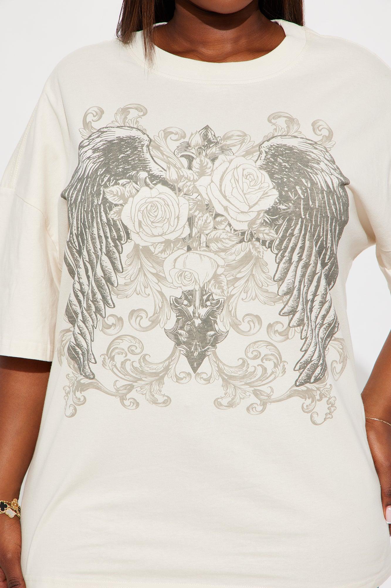 Thorned Wings Washed Tee - Off White Female Product Image