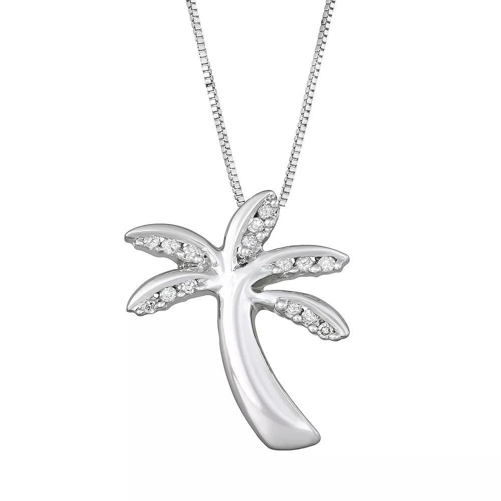 Sterling Silver Diamond Accent Palm Tree Pendant Necklace, Women's, Size: 18" Product Image