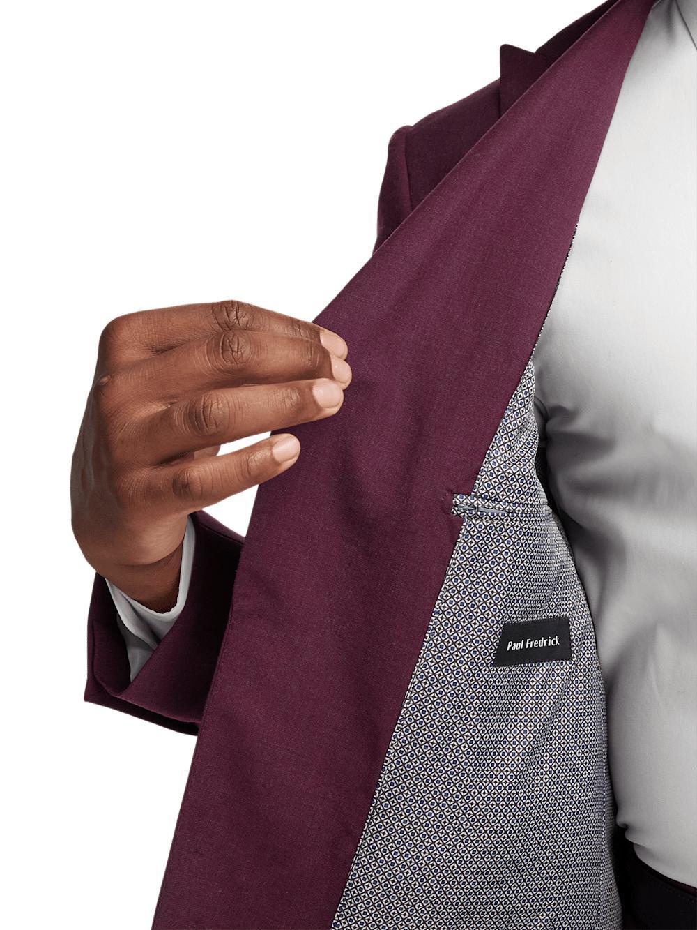 Wool Stretch Bengaline Peak Lapel Suit Jacket - Plum Product Image