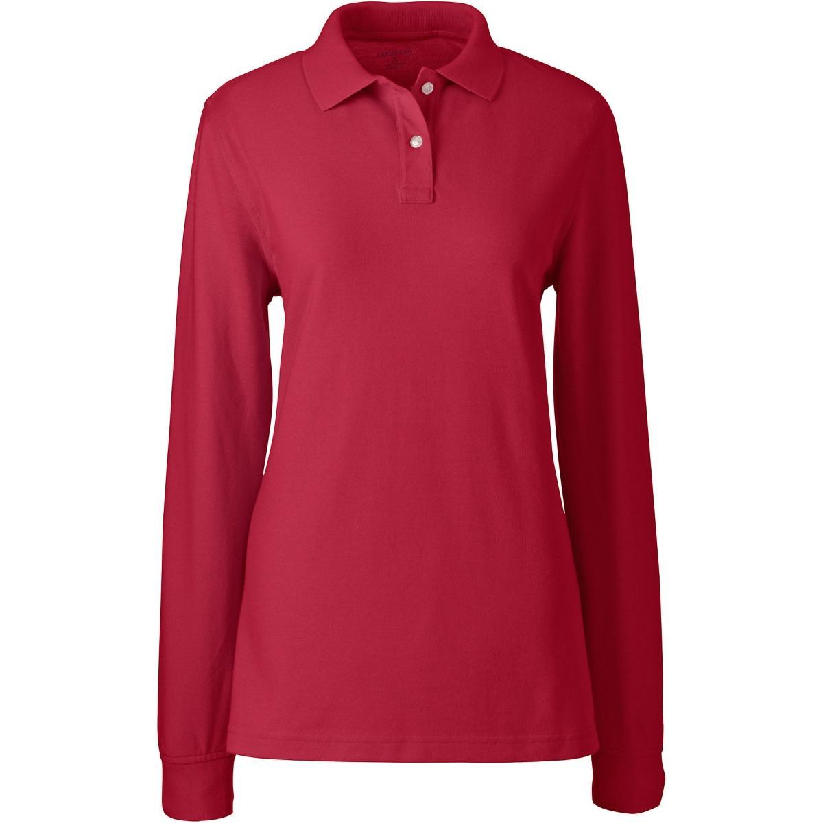 Womens Tall Lands End School Uniform Long Sleeve Mesh Polo Shirt Product Image