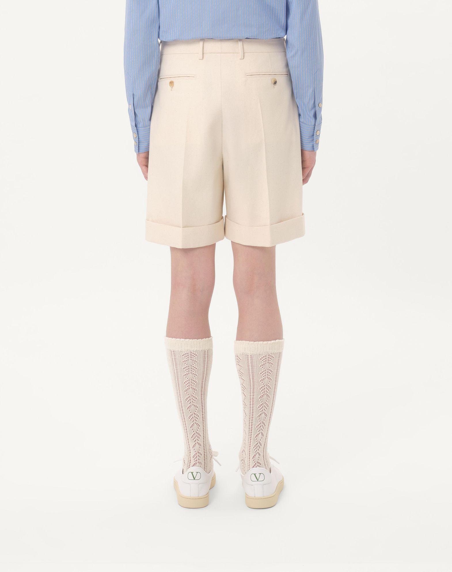 Cotton Canvas Cuffed Bermuda Shorts Product Image