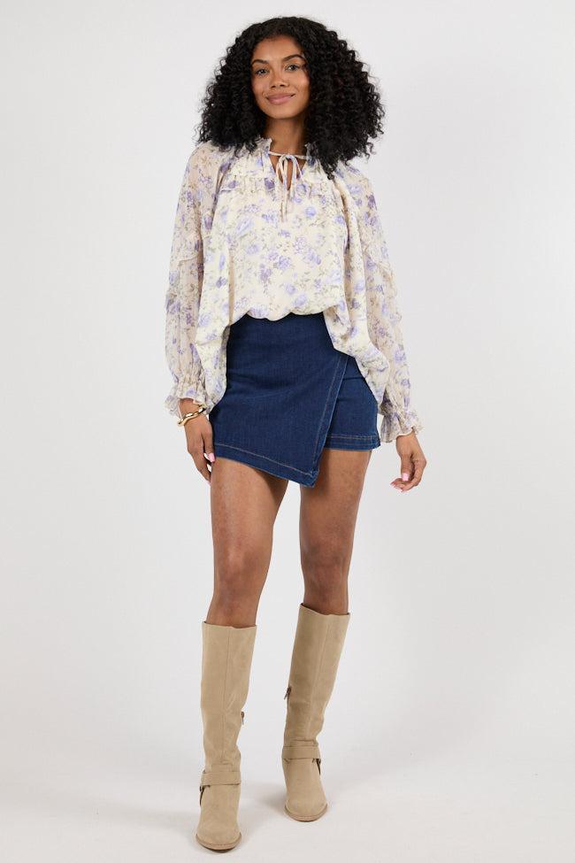 My Favorite Dark Wash Denim Skort Product Image