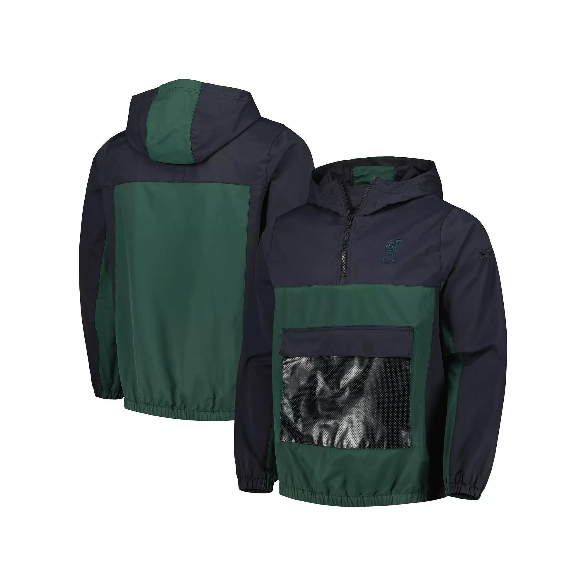 Men's Nike Green Liverpool Anorak Hoodie Quarter-Zip Jacket, Size: Small, Lvp Green Product Image