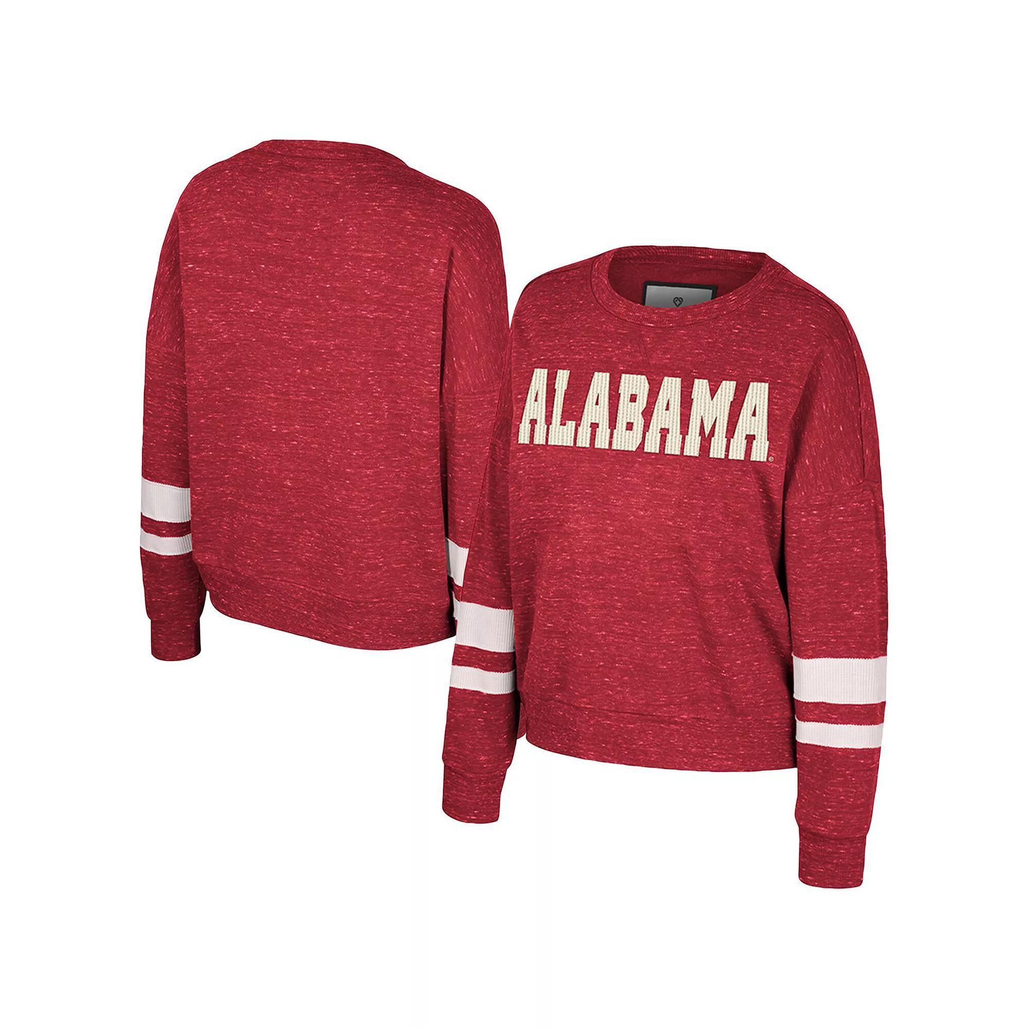 Women's Colosseum Crimson Alabama Crimson Tide Lost City Speckle Pullover Sweatshirt, Size: Small, Red Product Image