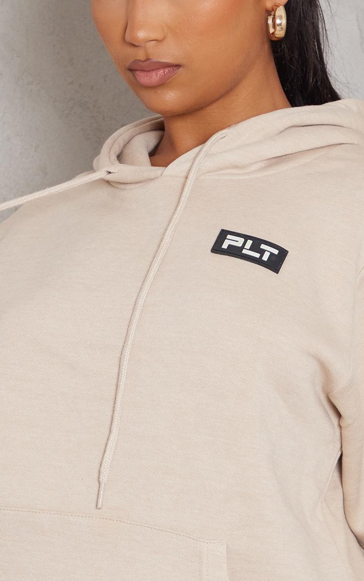 PRETTYLITTLETHING Sand Logo Badge Detail Oversized Hoodie Product Image