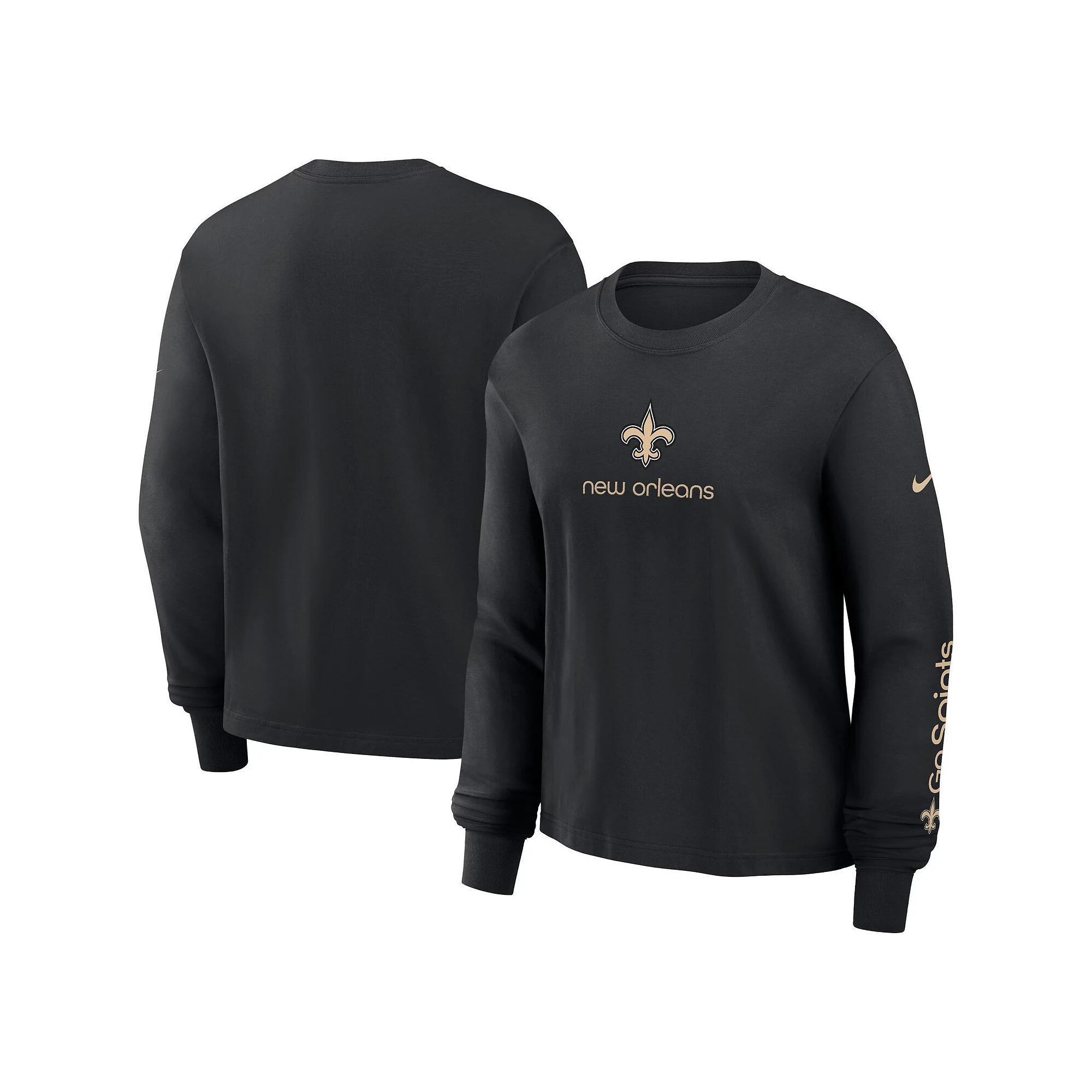 Women's Nike Black New Orleans Saints Boxy Long Sleeve T-Shirt, Size: 2XL Product Image