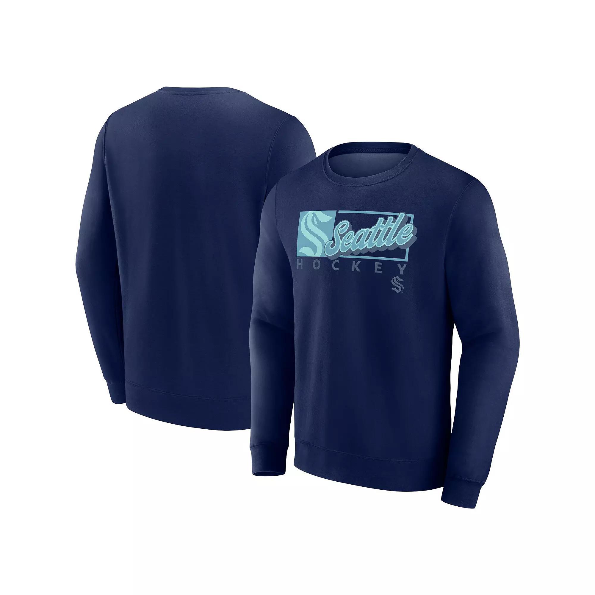 Men's Fanatics Deep Sea Blue Seattle Kraken Focus Fleece Pullover Sweatshirt, Size: Large, Krk Blue Product Image