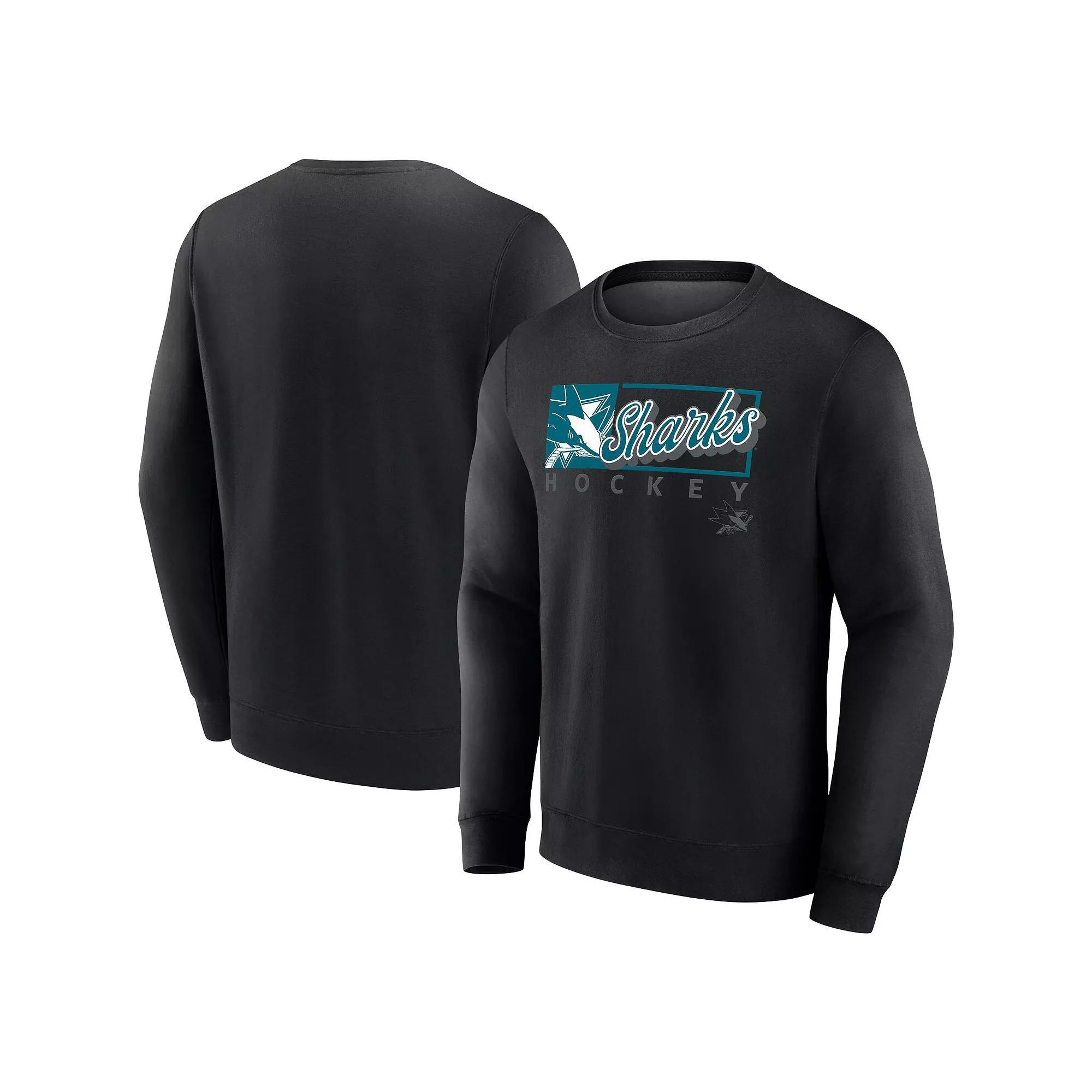 Men's Fanatics Black San Jose Sharks Focus Fleece Pullover Sweatshirt, Size: 2XL, Sks Black Product Image