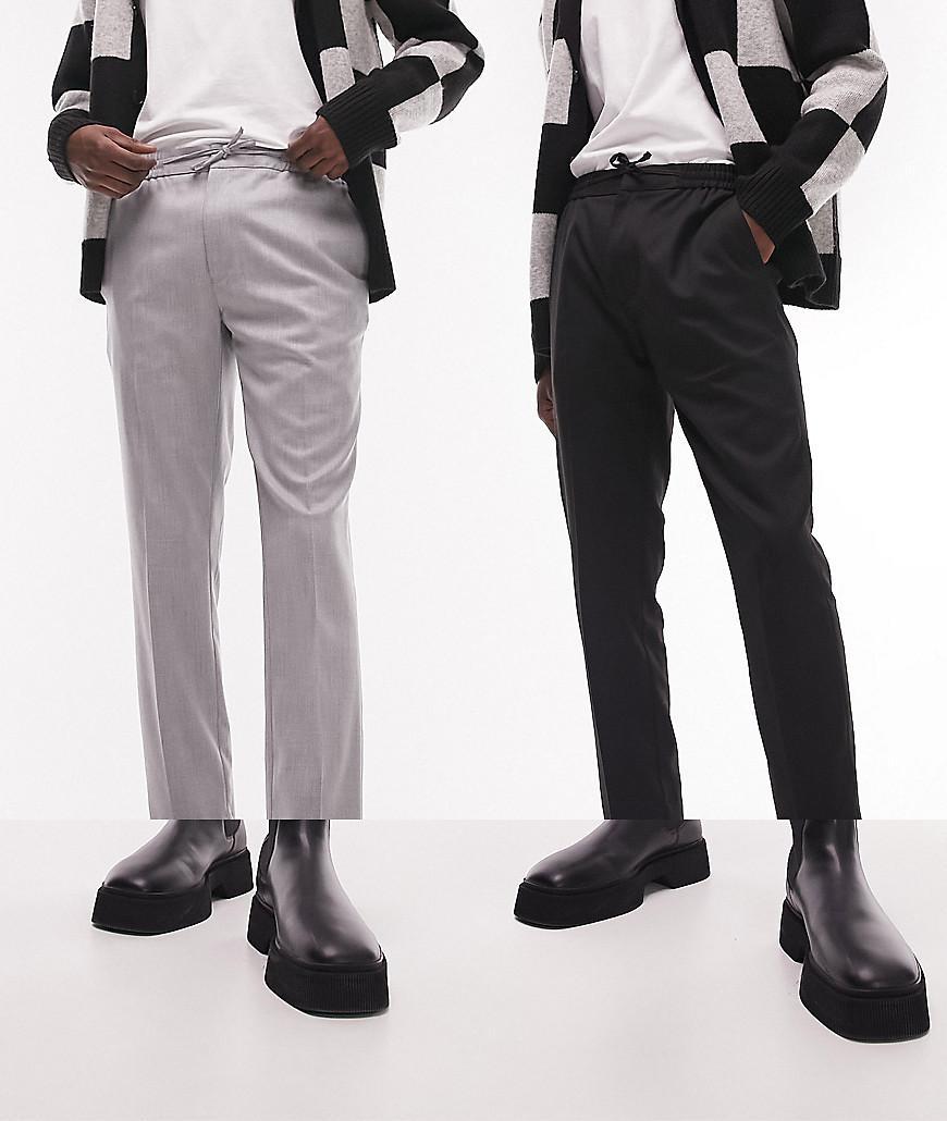 Topman 2 pack skinny smart pants with elasticated waistband Product Image