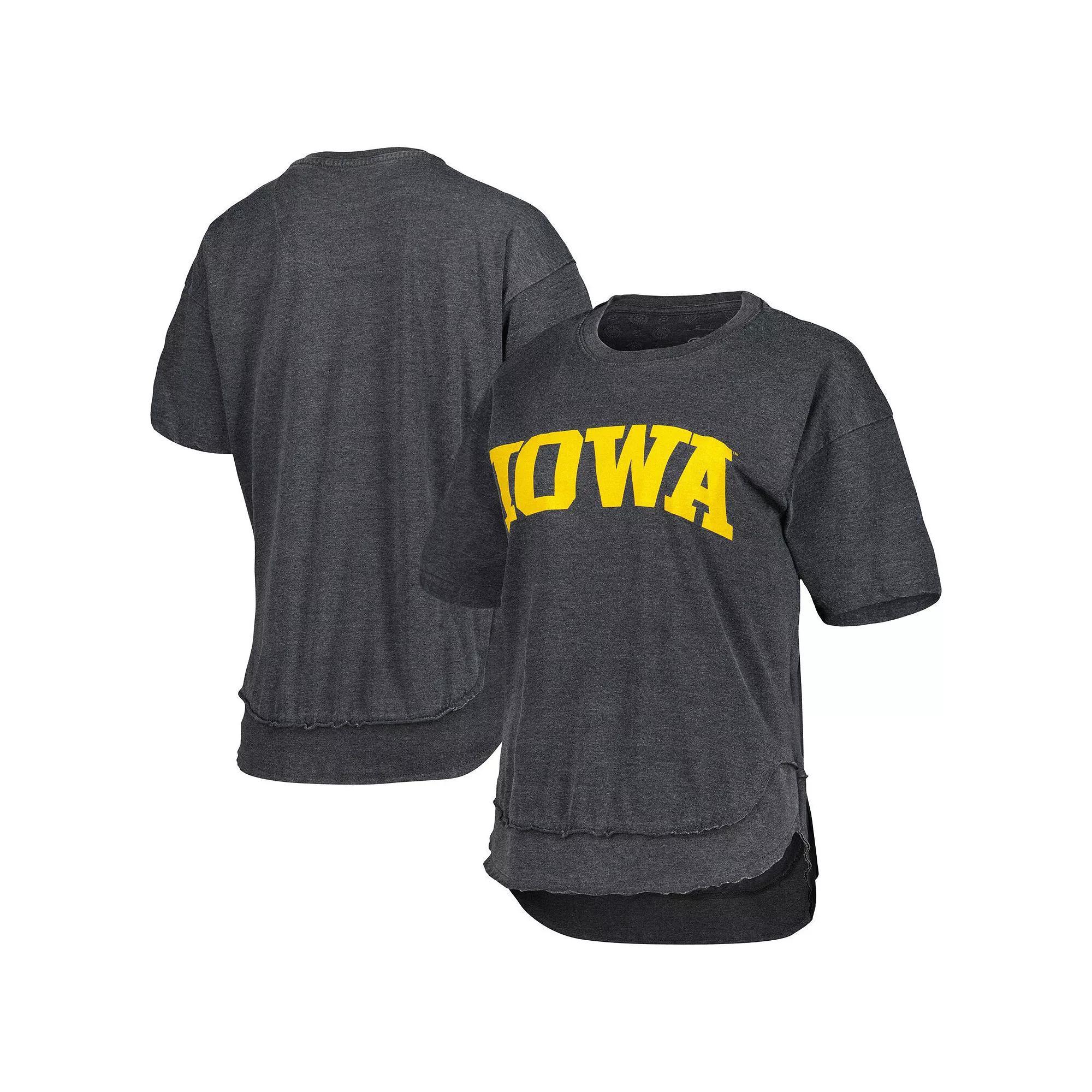 Women's Pressbox Black Iowa Hawkeyes Arch Poncho T-Shirt, Size: Small Product Image