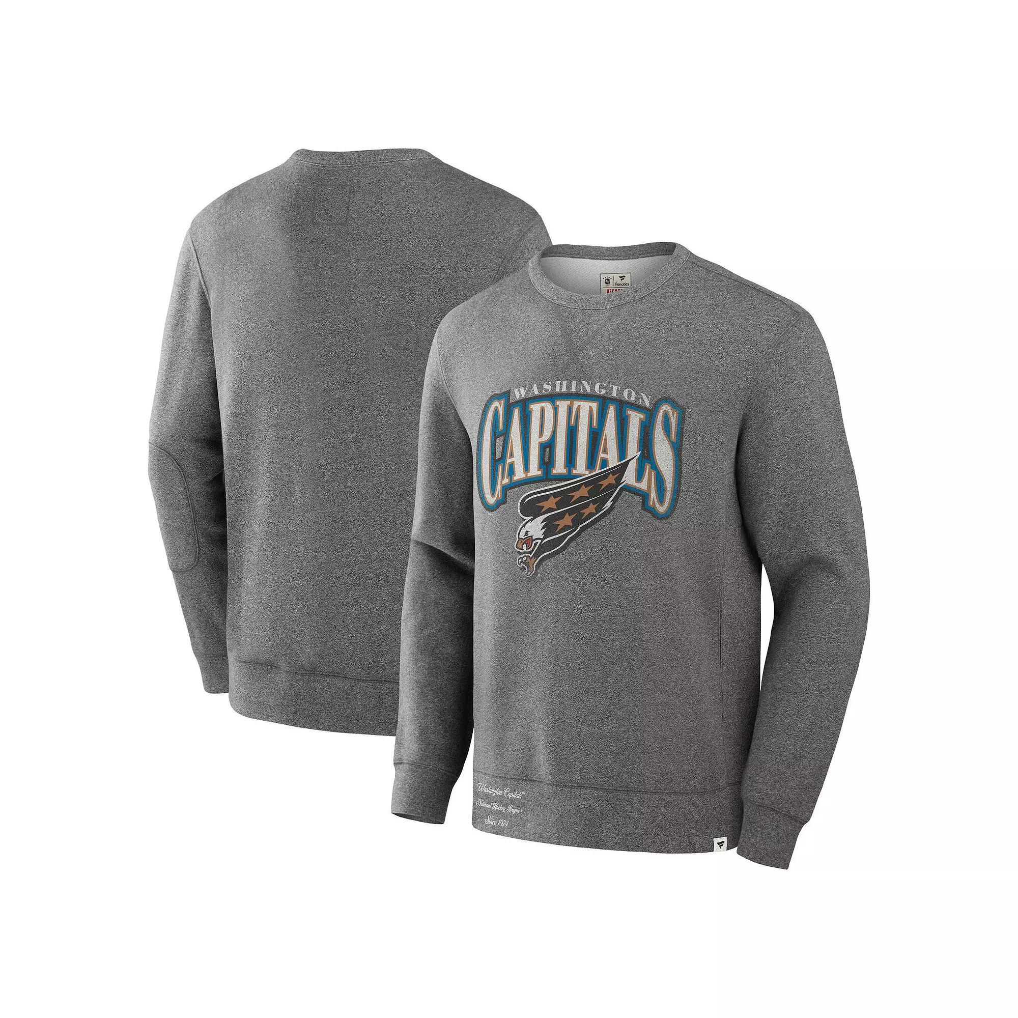Men's Fanatics Heather Gray Washington Capitals Decades Collection Legendary Fleece Pullover Sweatshirt, Size: Small, Grey Product Image