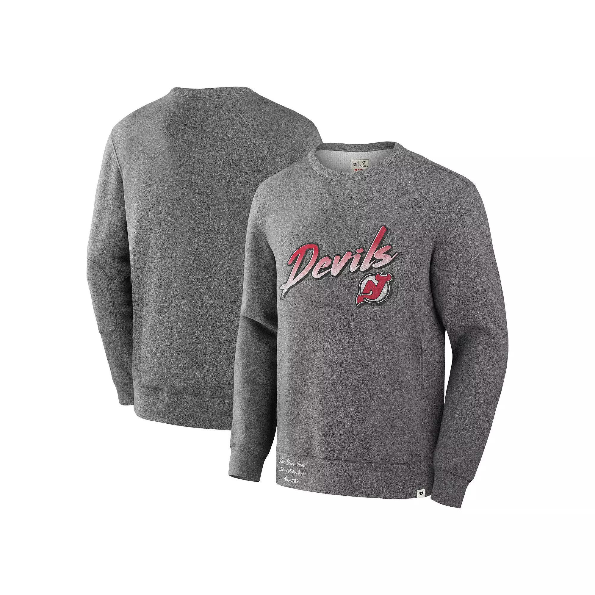 Men's Fanatics Heather Gray New Jersey Devils Decades Collection Legendary Fleece Pullover Sweatshirt, Size: 2XL, Nhl Grey Product Image