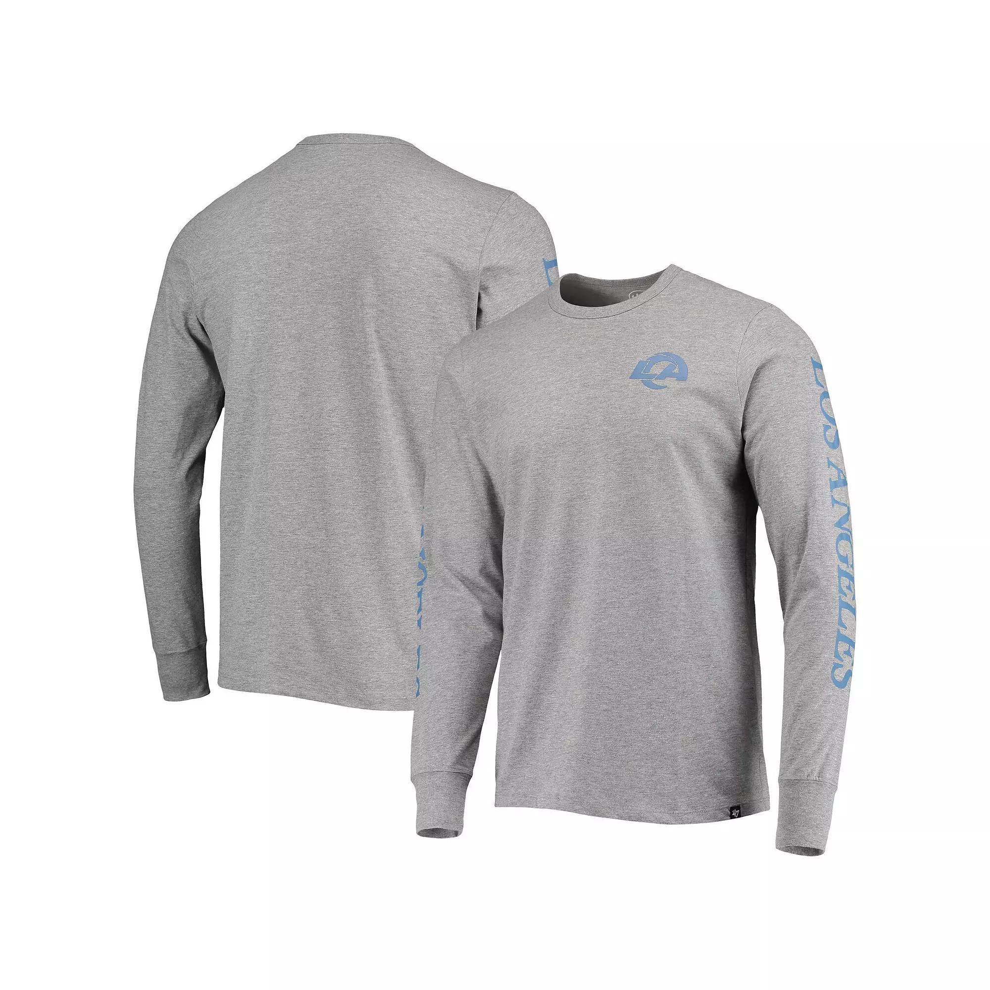 Men's '47 Gray Los Angeles Rams Franklin Long Sleeve T-Shirt, Size: 2XL, Grey Product Image