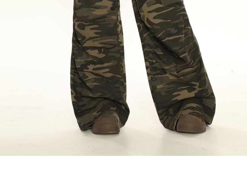 High Rise Camouflage Wide Leg Pants Product Image