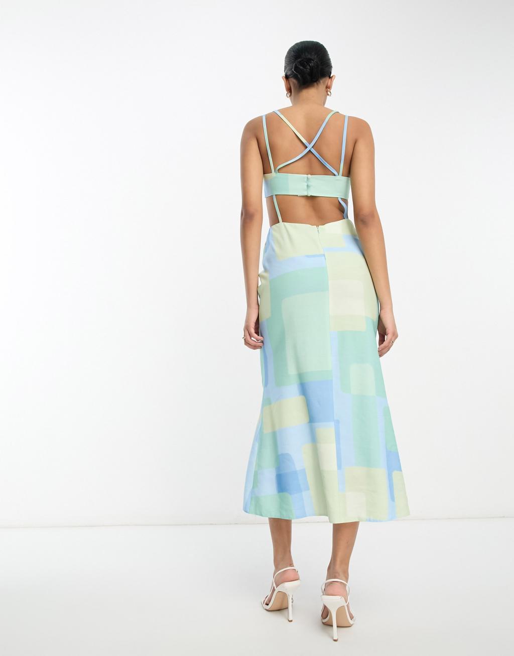 ASOS DESIGN washed multi strap cut out midi dress Product Image