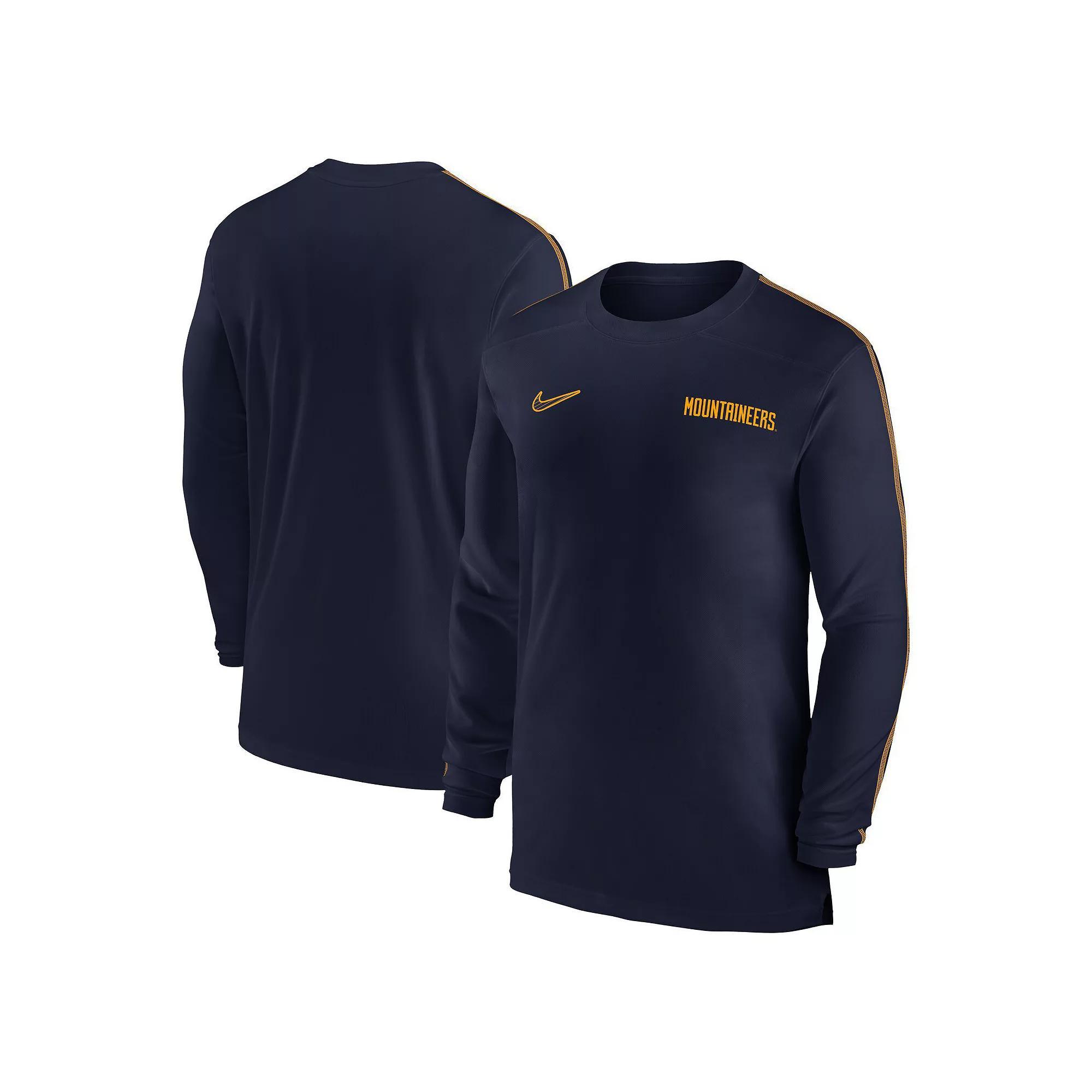 Mens Nike West Virginia Mountaineers 2024 Sideline Coach UV Performance Long Sleeve T-Shirt Blue Product Image