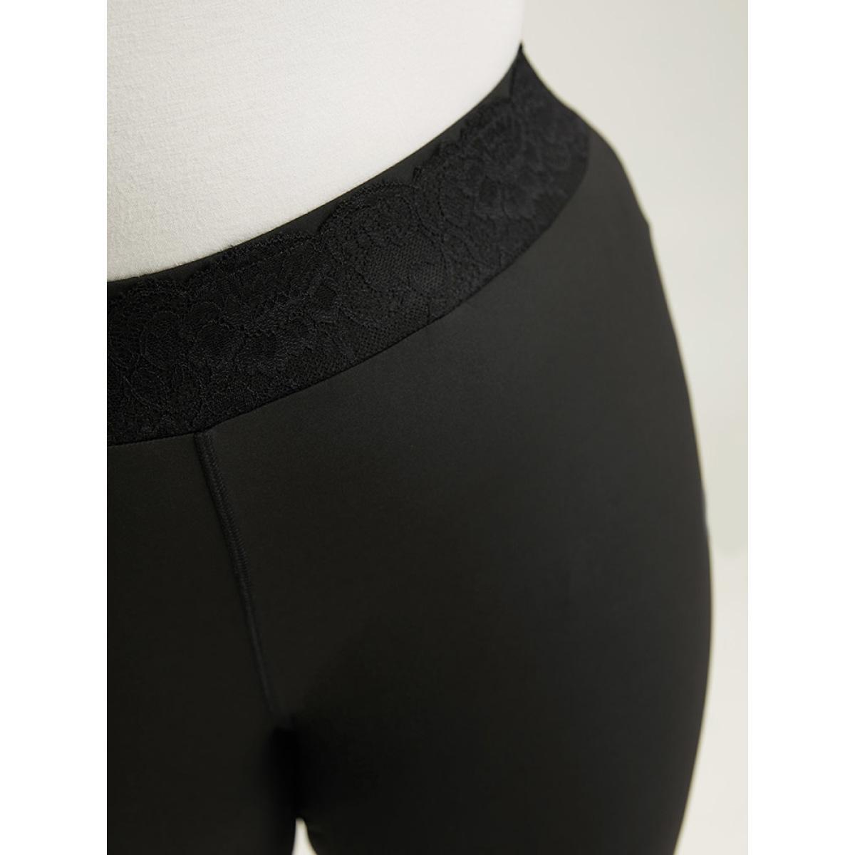 Plus Size High Rise Crochet Lace Skinny Leggings Women Black Elegant High stretch Skinny High Rise Dailywear Leggings BloomChic 22-24/3X Product Image