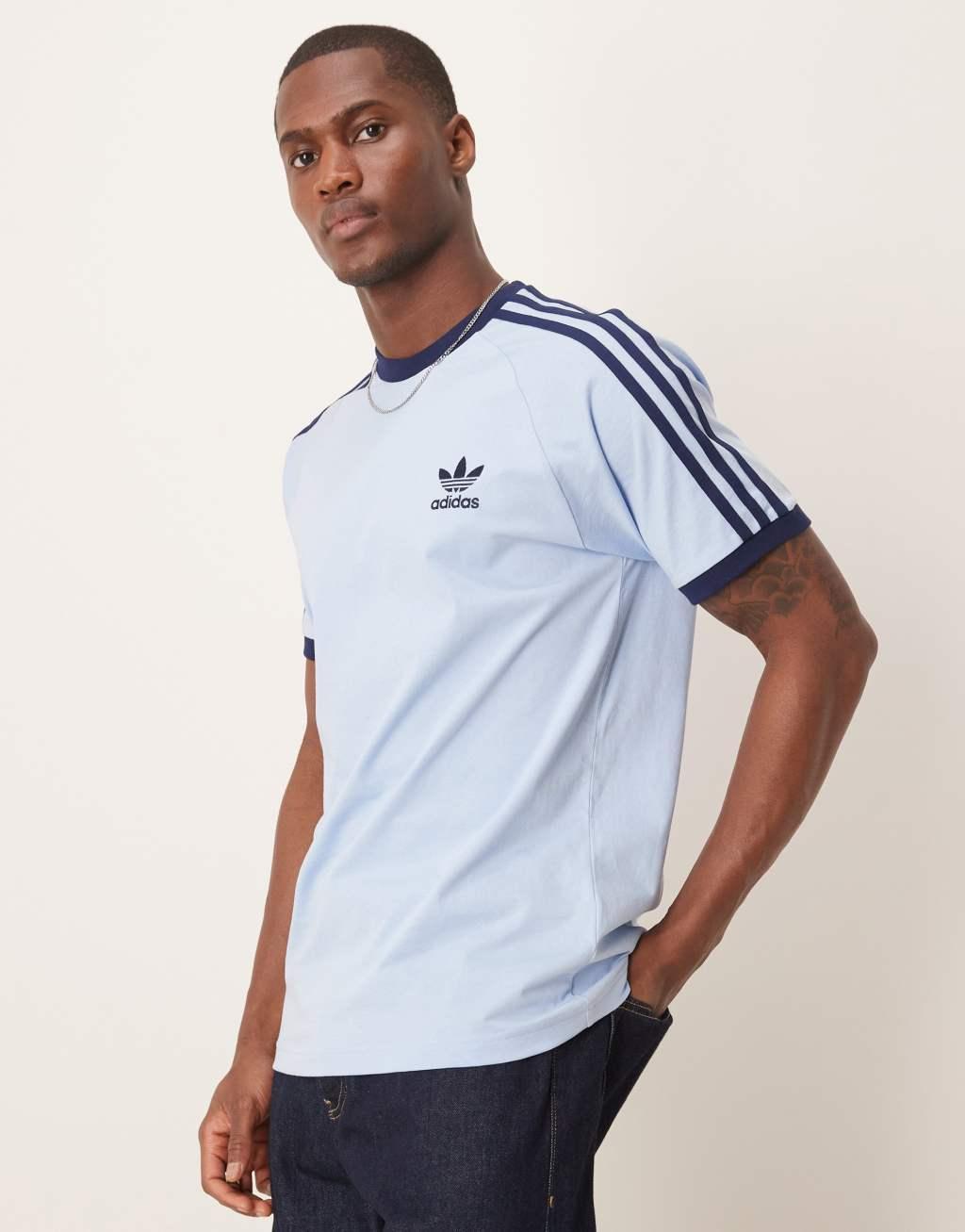 adidas Originals 3 Stripes T-shirt in light blue Product Image