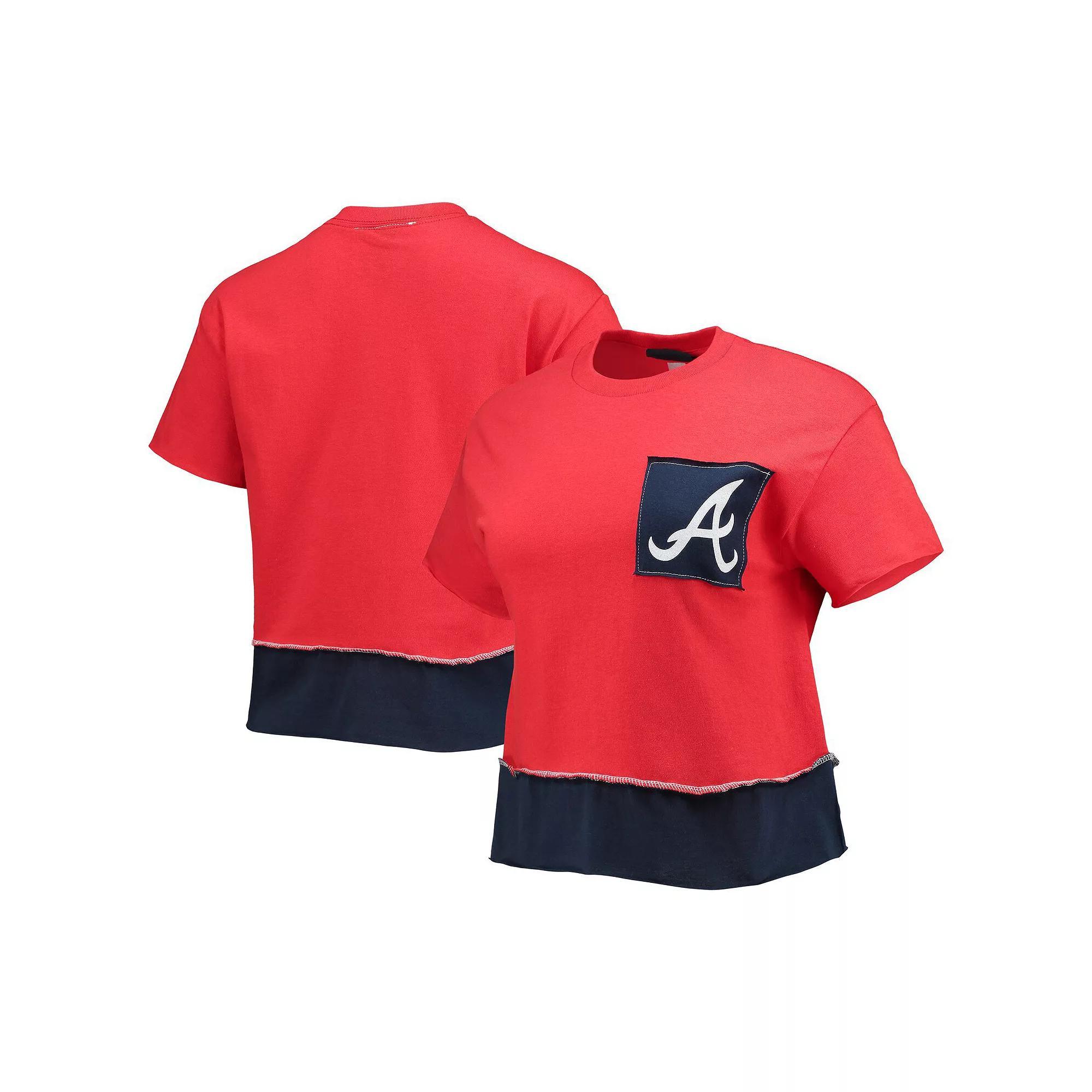 Women's Refried Apparel Red Atlanta Braves Cropped T-Shirt, Size: XL Product Image
