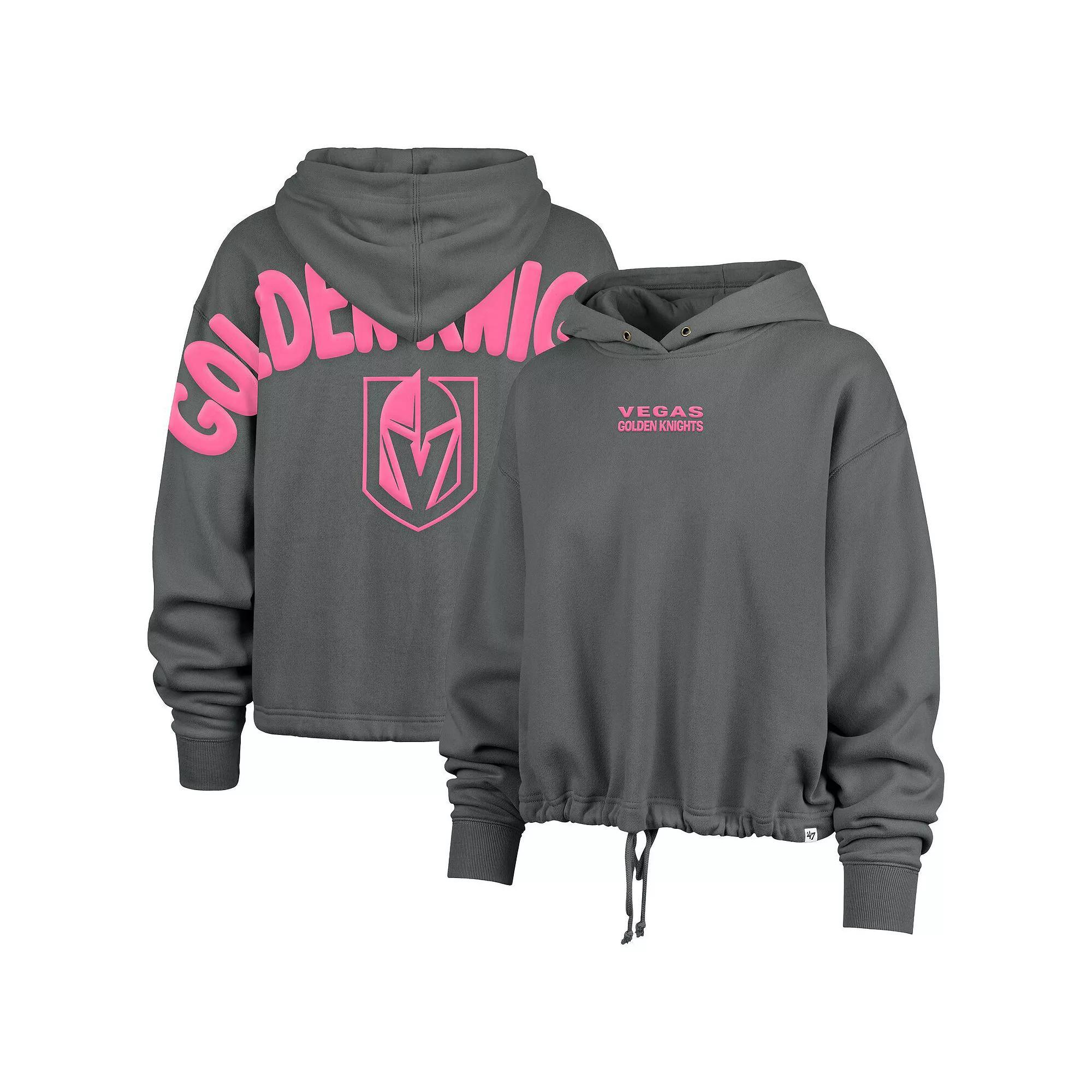 Women's '47 Gray Vegas Golden Knights Bright Side Venice Cropped Pullover Hoodie, Size: Medium, Lvk Grey Product Image